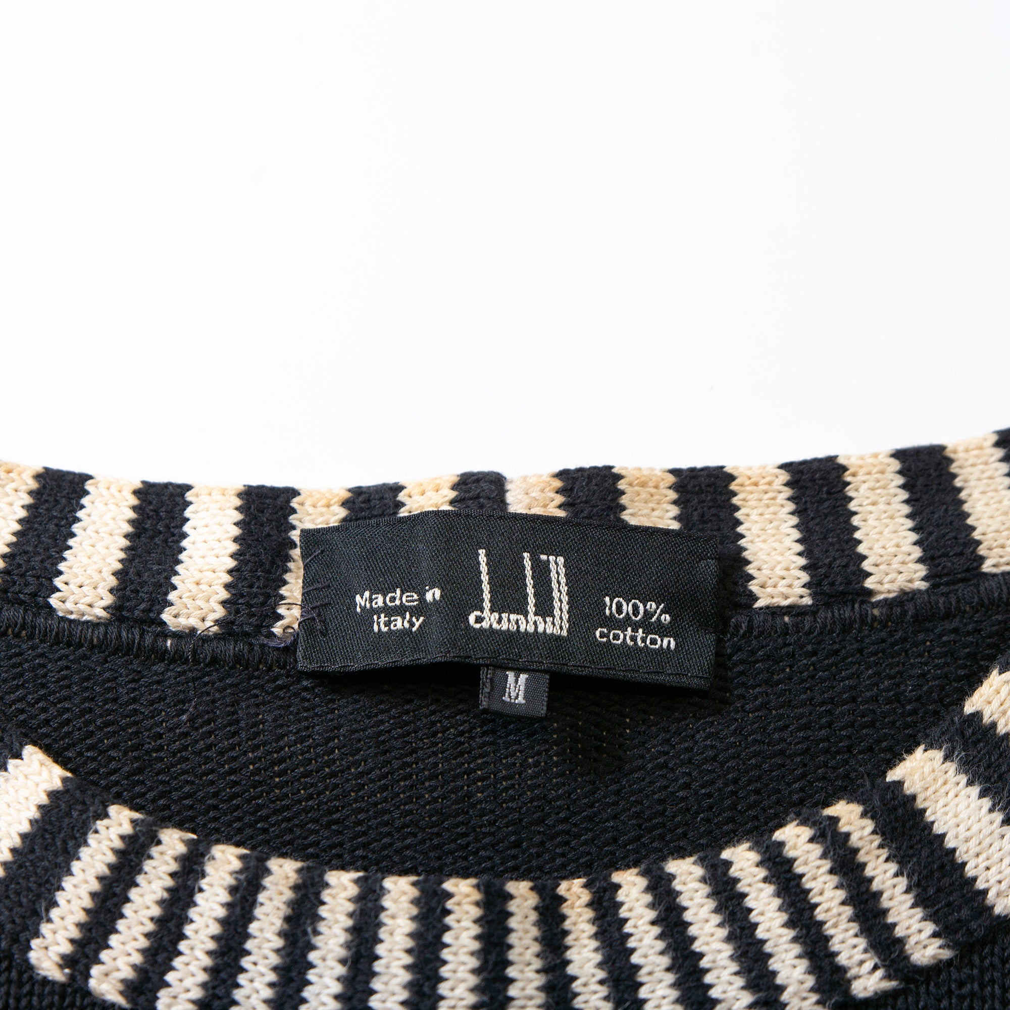 dunhill design knit black x white 100% cotton made in Italy sweater top