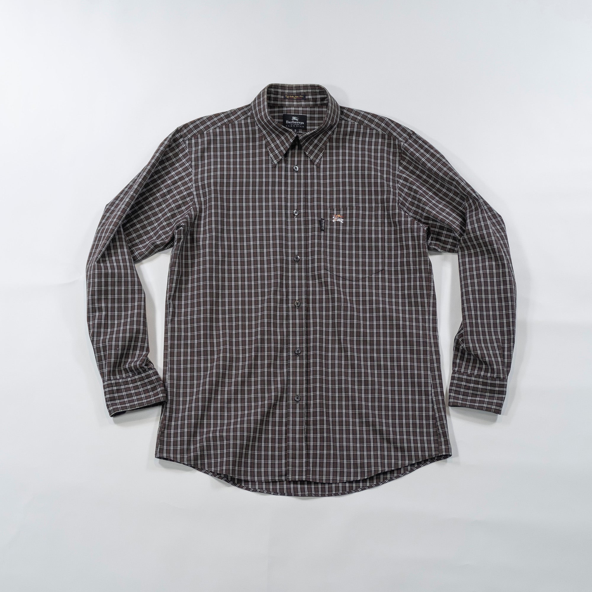 BURBERRY Burberry Check Shirt 100% Cotton Black Burberry's of London Standard Color Tops