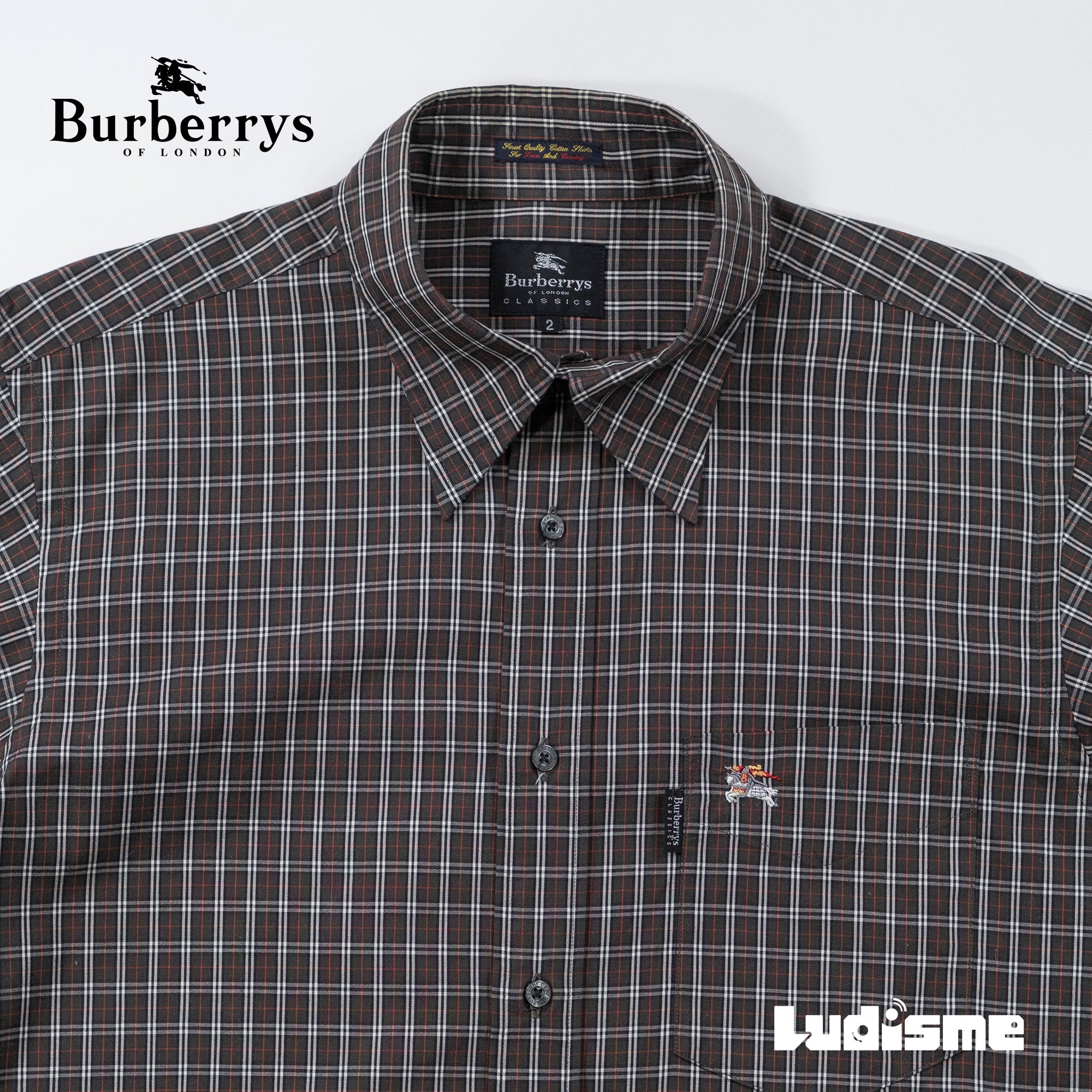 BURBERRY Burberry Check Shirt 100% Cotton Black Burberry's of London Standard Color Tops