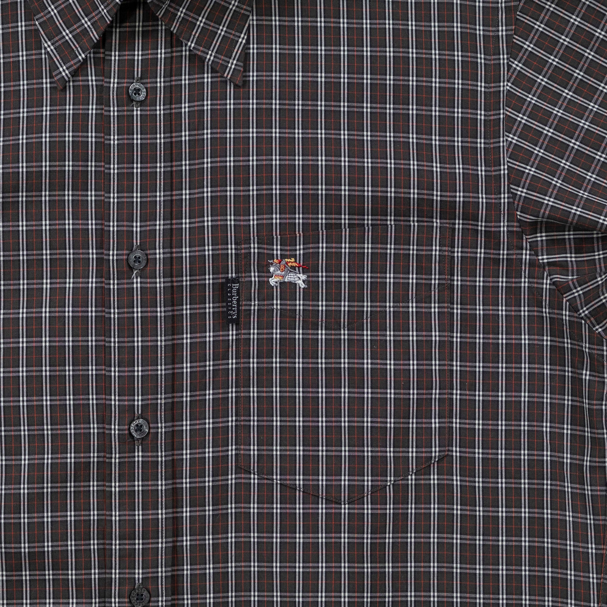 BURBERRY Burberry Check Shirt 100% Cotton Black Burberry's of London Standard Color Tops