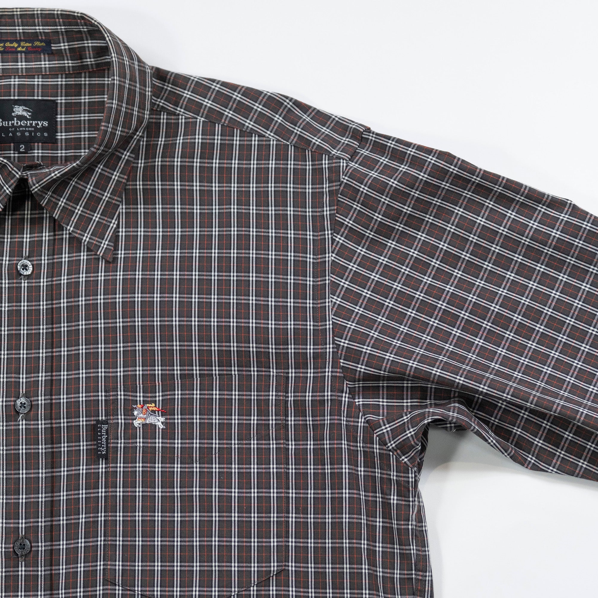 BURBERRY Burberry Check Shirt 100% Cotton Black Burberry's of London Standard Color Tops