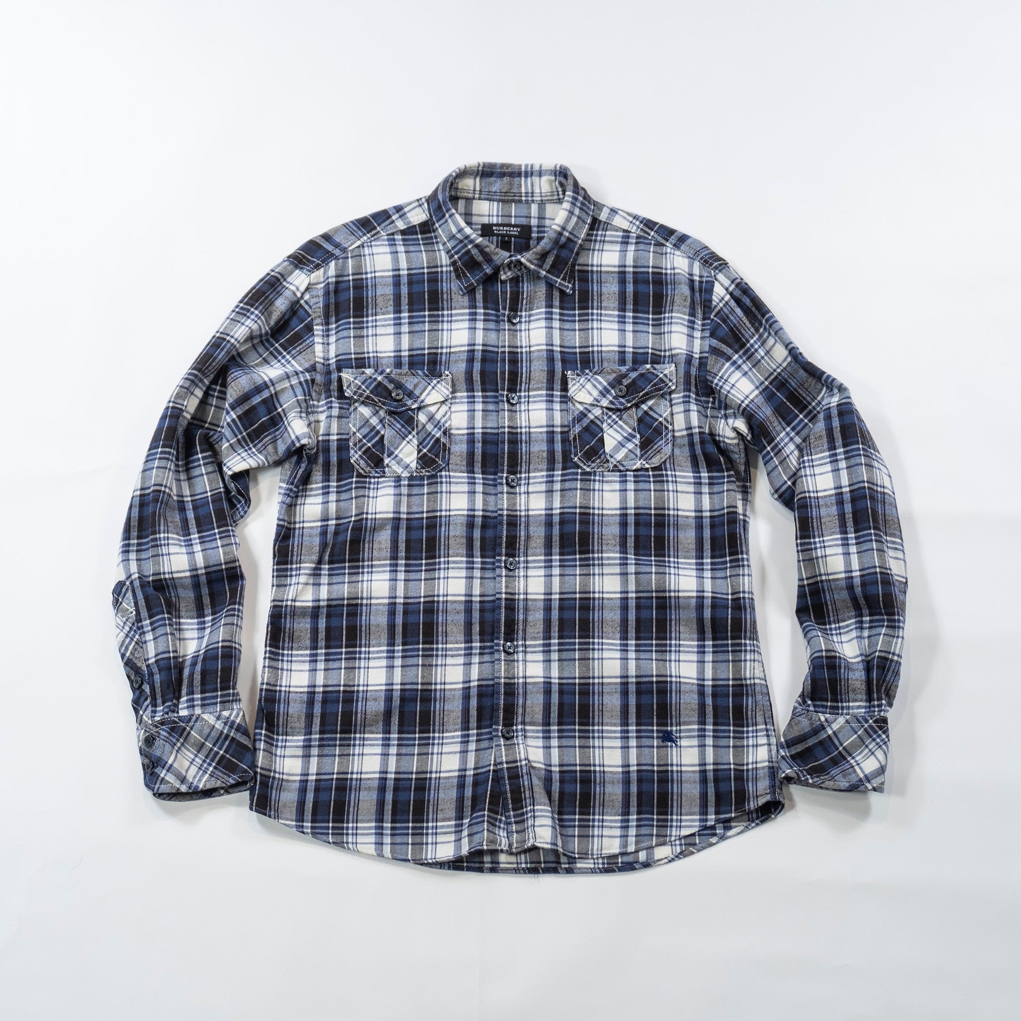 BURBERRY バーバリー フランネルシャツ コットン100% BURBERRY BLACK LABEL チェックシャツ スタンダードカラー トップス