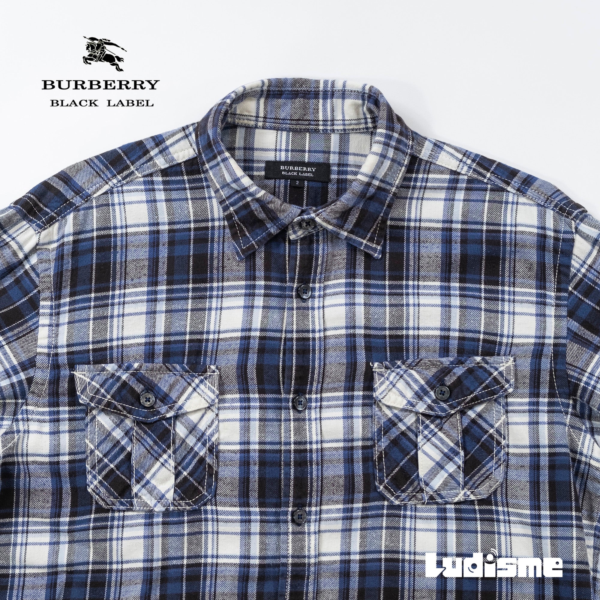 BURBERRY バーバリー フランネルシャツ コットン100% BURBERRY BLACK LABEL チェックシャツ スタンダードカラー トップス