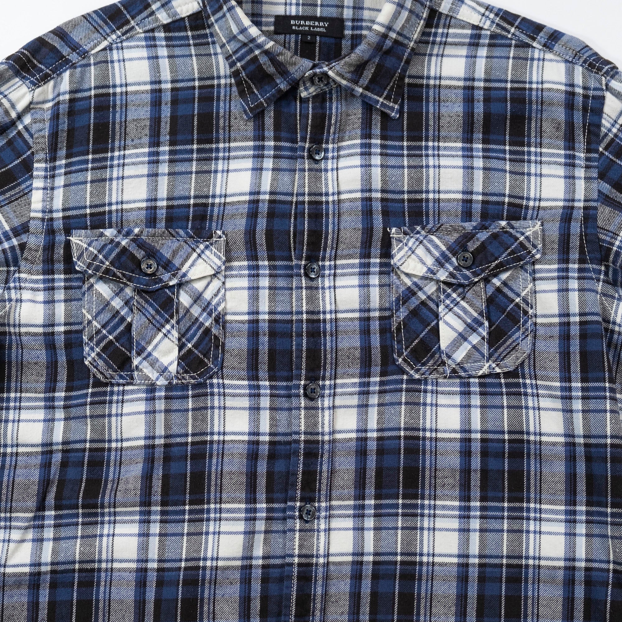 BURBERRY バーバリー フランネルシャツ コットン100% BURBERRY BLACK LABEL チェックシャツ スタンダードカラー トップス