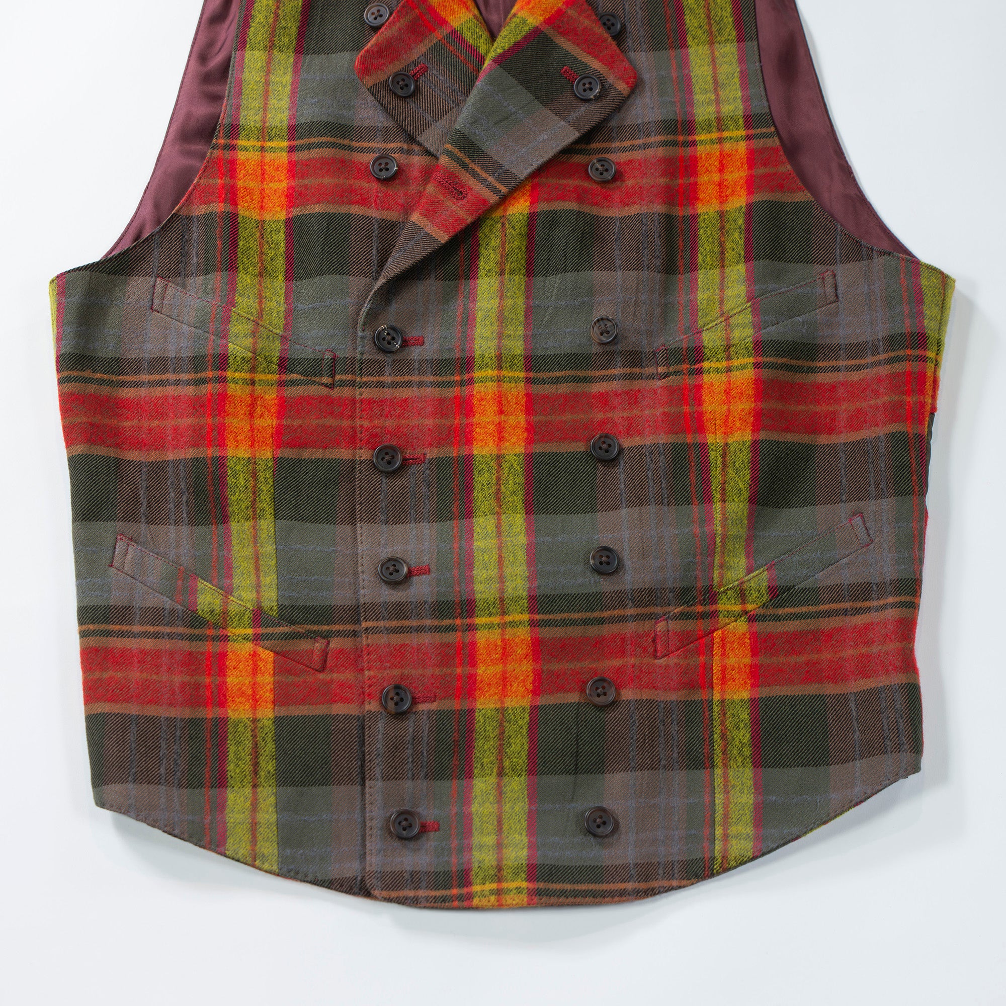 【古着】ポールスミス Paul Smith コットンウール チェック柄ベスト ジレ 赤黄 ダブルブレスト メンズファッション メンズベスト ユニセックス レディースファッション【中古】【USED】