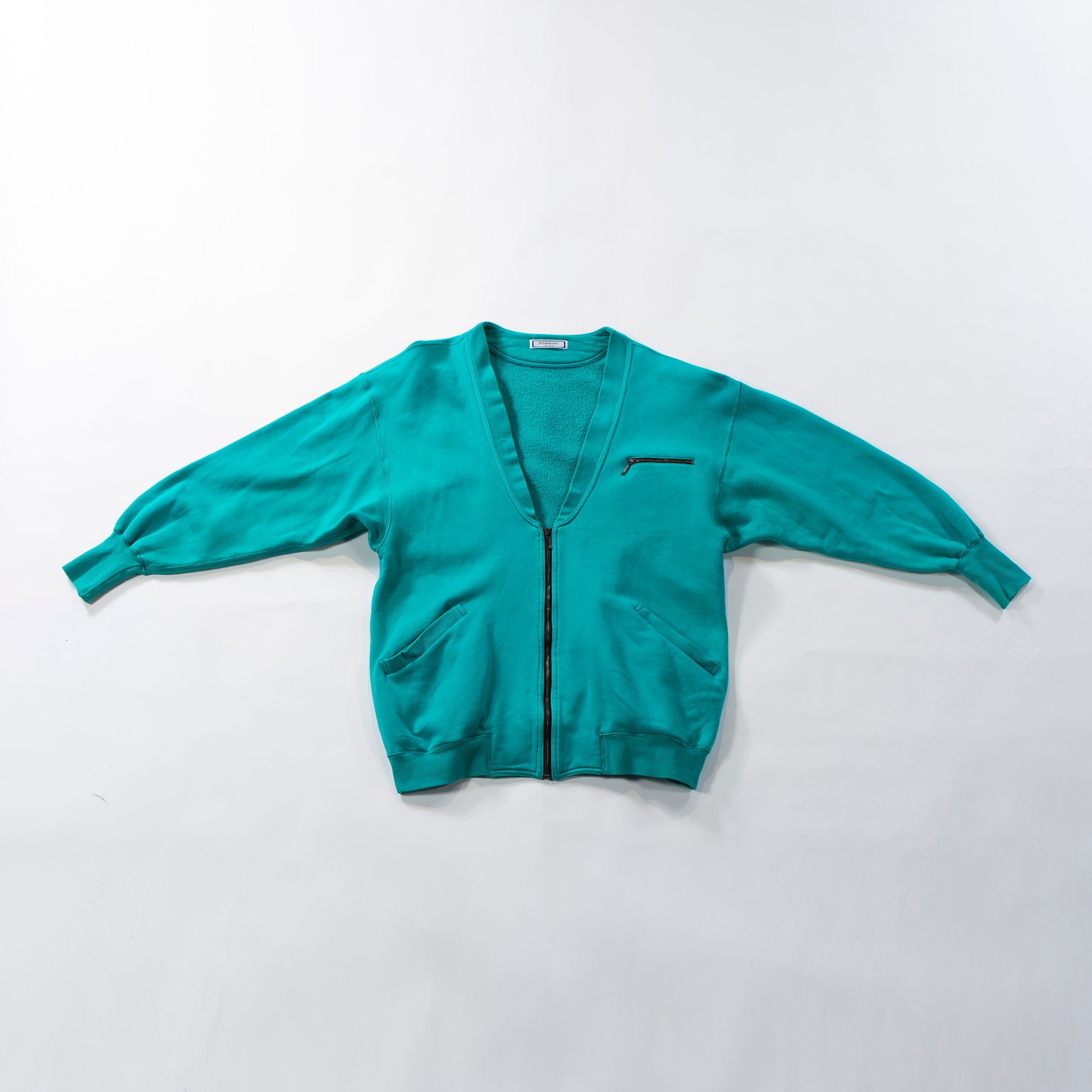 Yves Saint Laurent Zip-up Sweat Cardigan Turquoise Blue Top