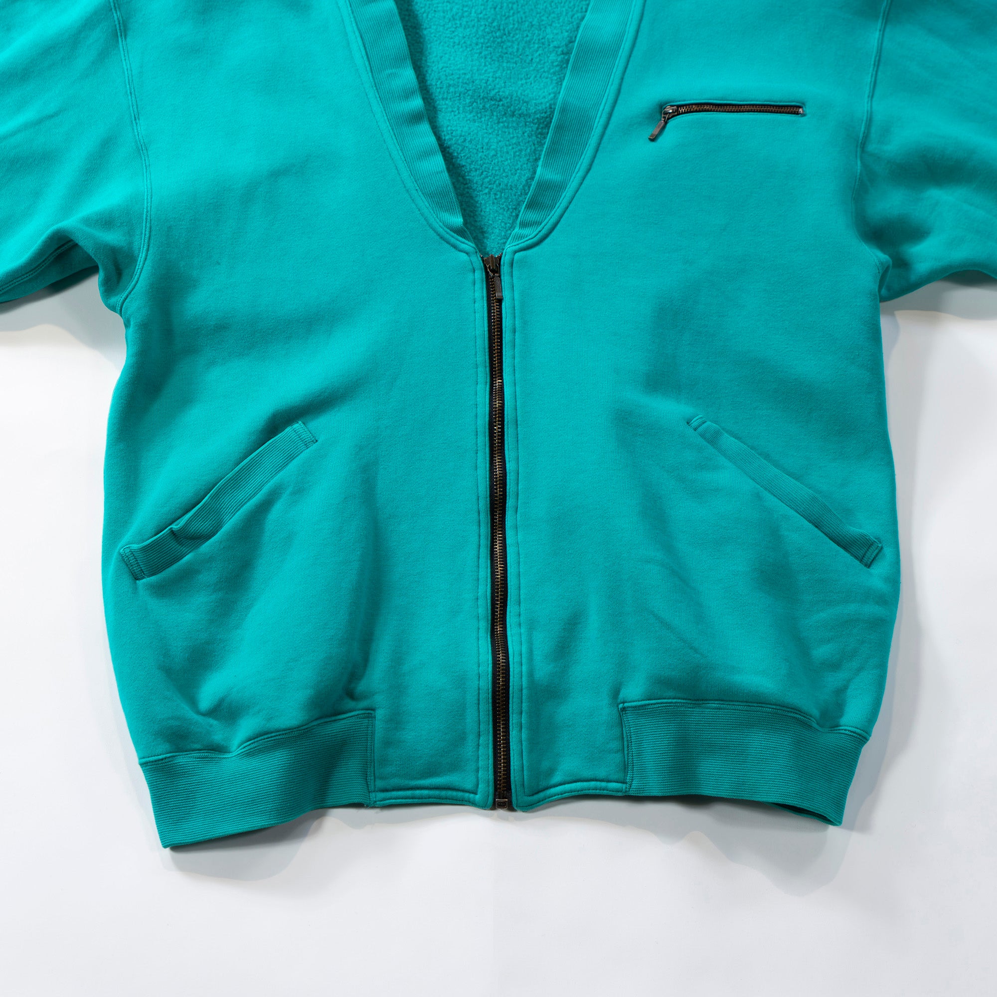 Yves Saint Laurent Zip-up Sweat Cardigan Turquoise Blue Top