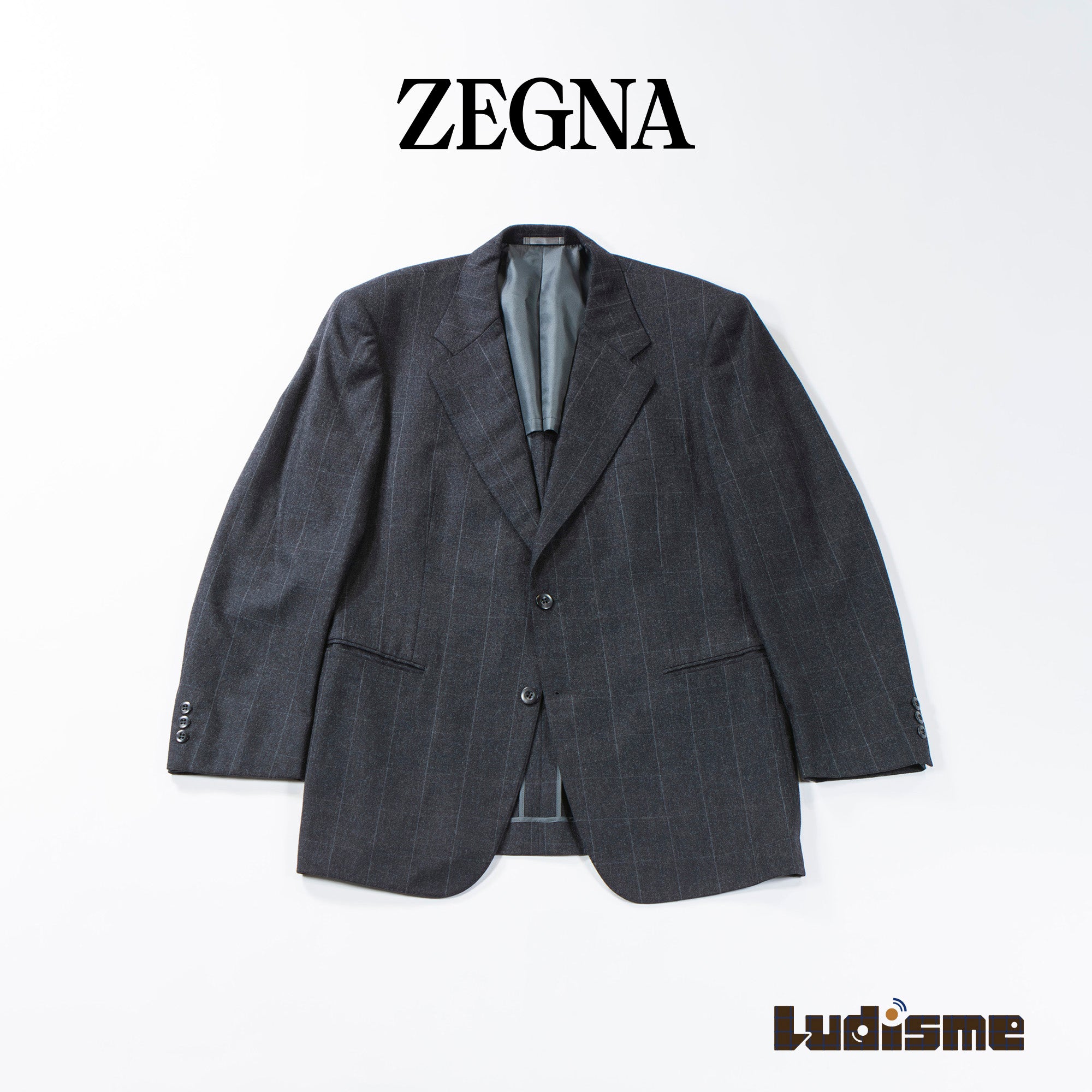 【古着】ゼニア テーラードジャケット Ermenegildo Zegna エルメネジルド・ゼニア ウール100% アウター ウィンドウペインチェック 背抜き メンズファッション メンズアウター メンズジャケット 春夏【中古】【USED】