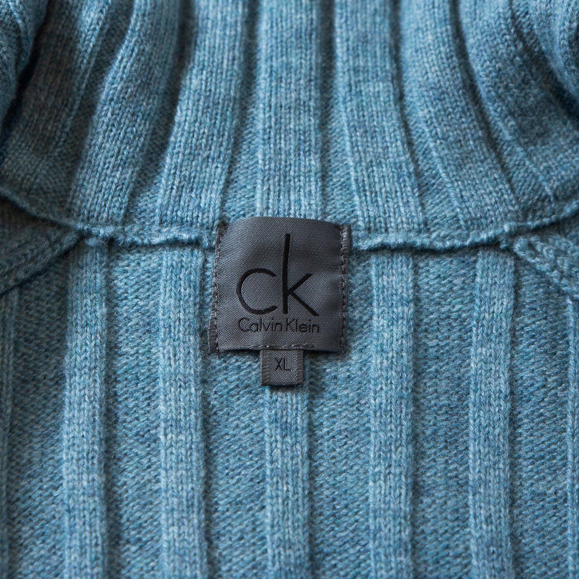 【古着】カルバンクライン Calvin Klein ハーフジップニット ライトブルー ウール100% タートルネック セーター ドライバーズニット メンズファッション メンズトップス メンズニット ユニセックス レディースファッション【中古】【USED】