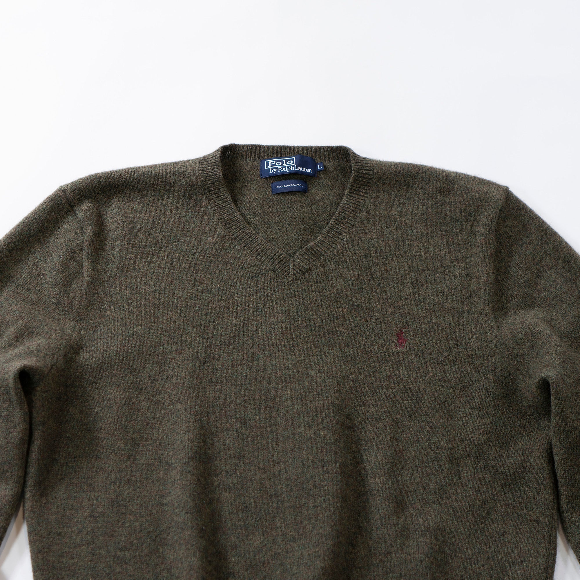 ラルフローレン Polo Ralph Lauren ラムウールニット カーキグリーン セーター トップス ポニーロゴ