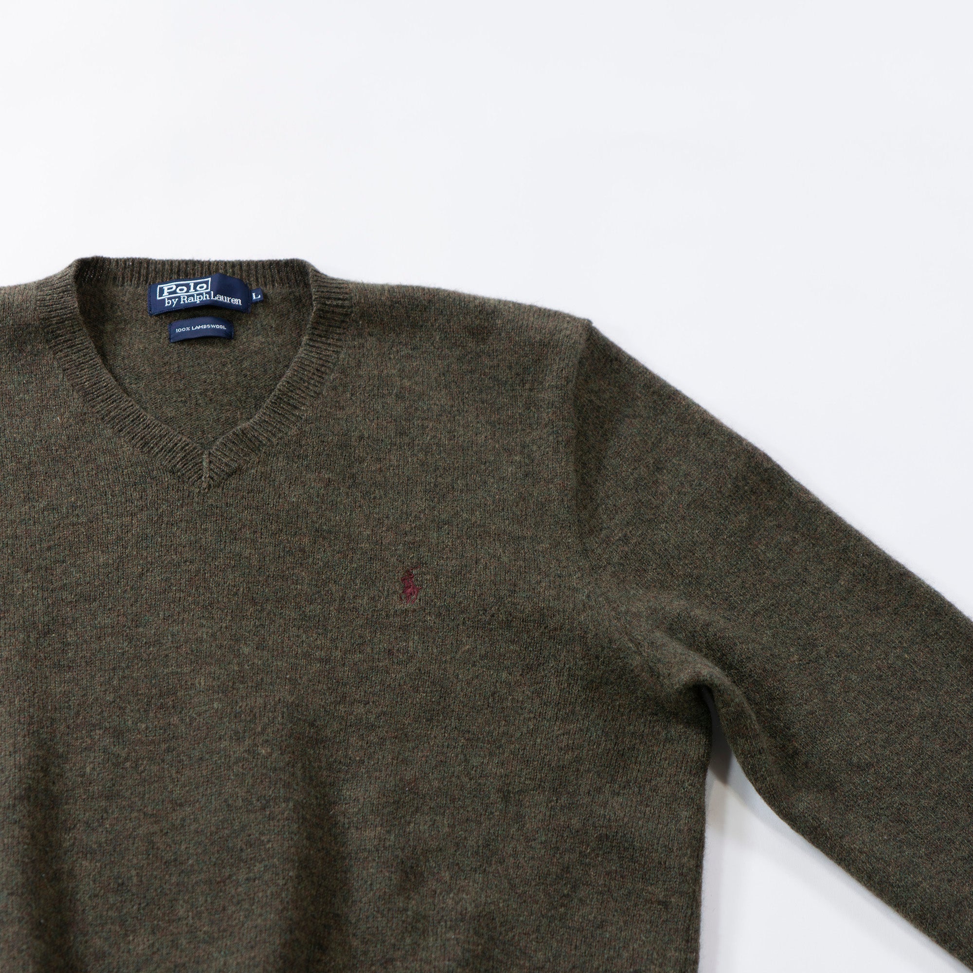 ラルフローレン Polo Ralph Lauren ラムウールニット カーキグリーン セーター トップス ポニーロゴ