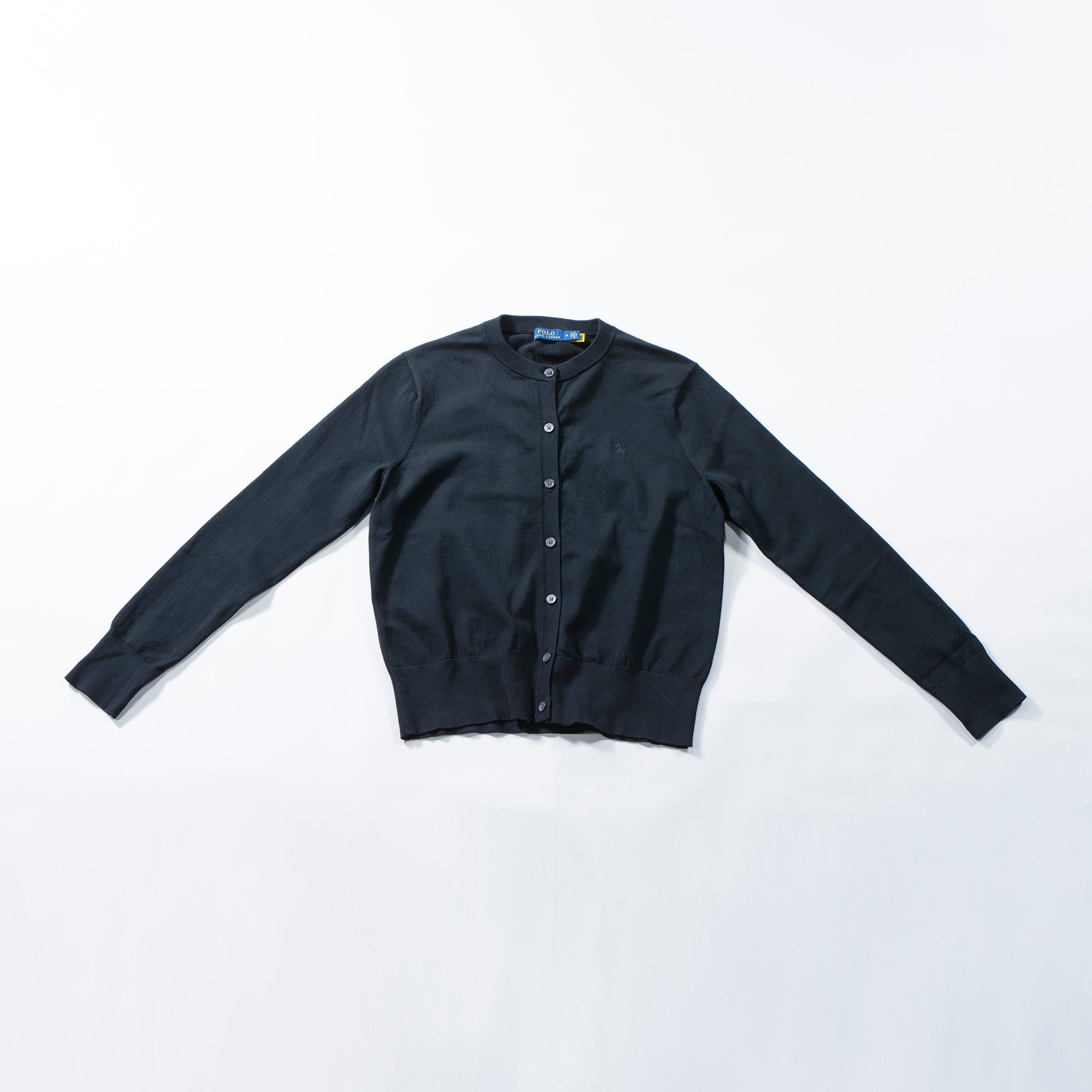 ポロラルフローレン POLO RALPH LAUREN クルーネックカーディガン ブラック レディース M トップス ニット 丸首 ポニーロゴ 刺繍