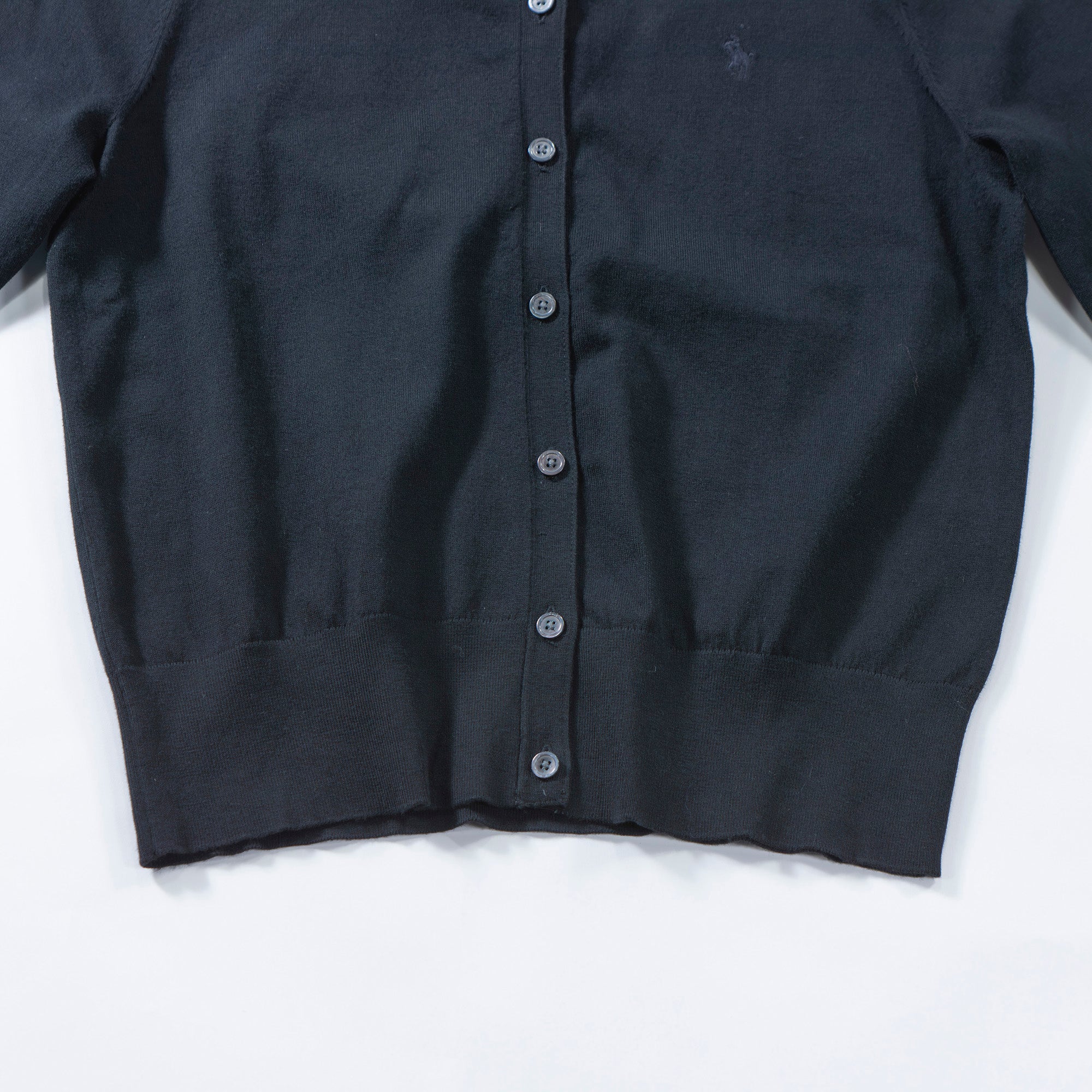 ポロラルフローレン POLO RALPH LAUREN クルーネックカーディガン ブラック レディース M トップス ニット 丸首 ポニーロゴ 刺繍