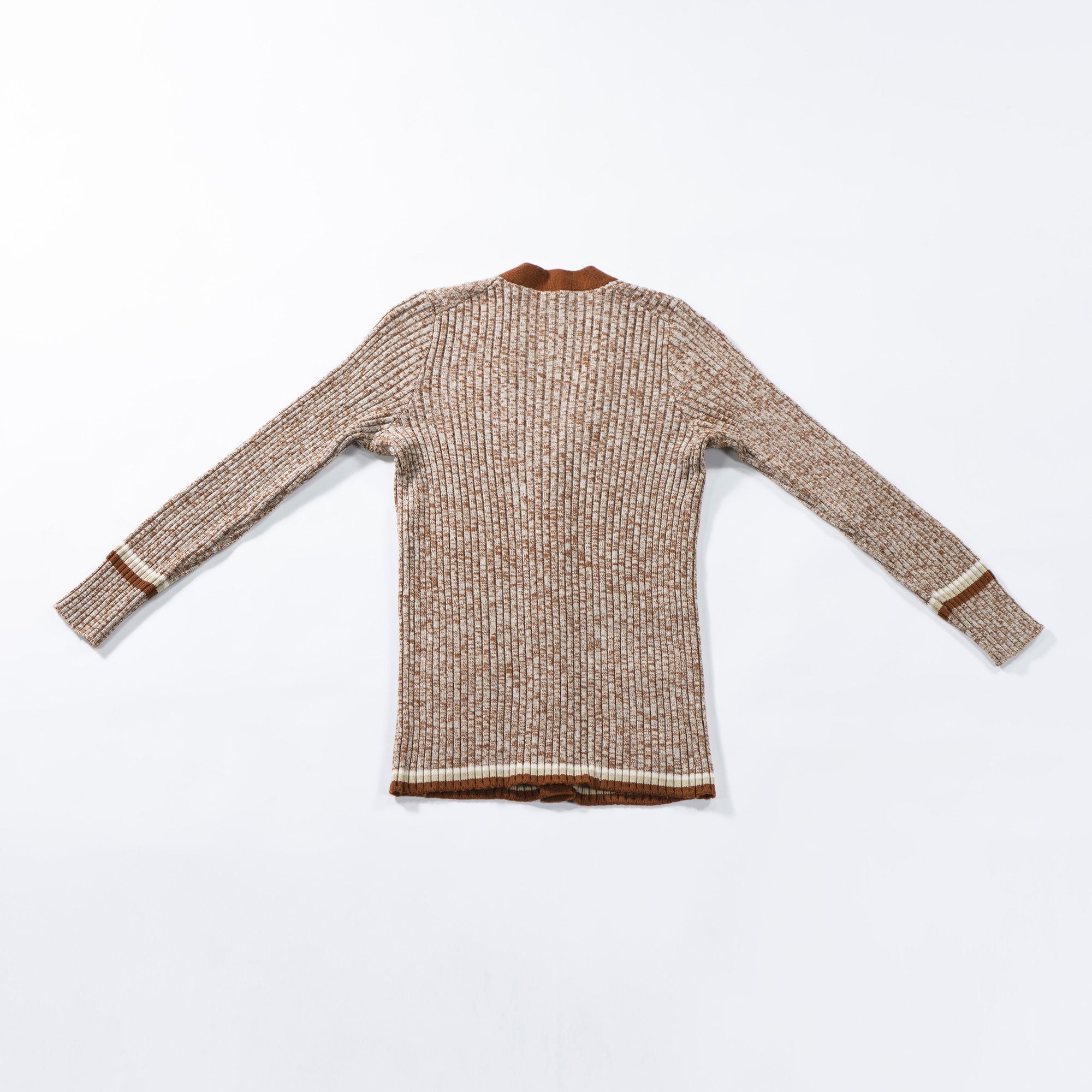 CELINE V-neck ribbed knit cardigan, brown, 100% wool, women's, size 42, made in Italy, knit top, sweater