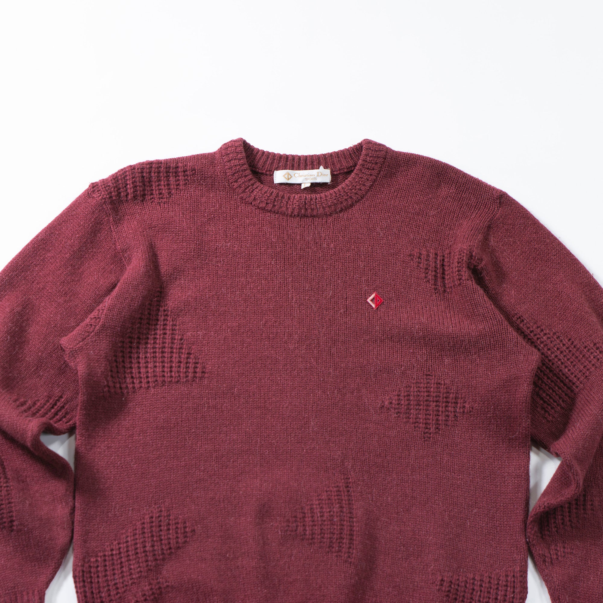 クリスチャンディオール Christian Dior Sport デザインニット ボルドー バーガンディ エンジ ウール100% セーター トップス