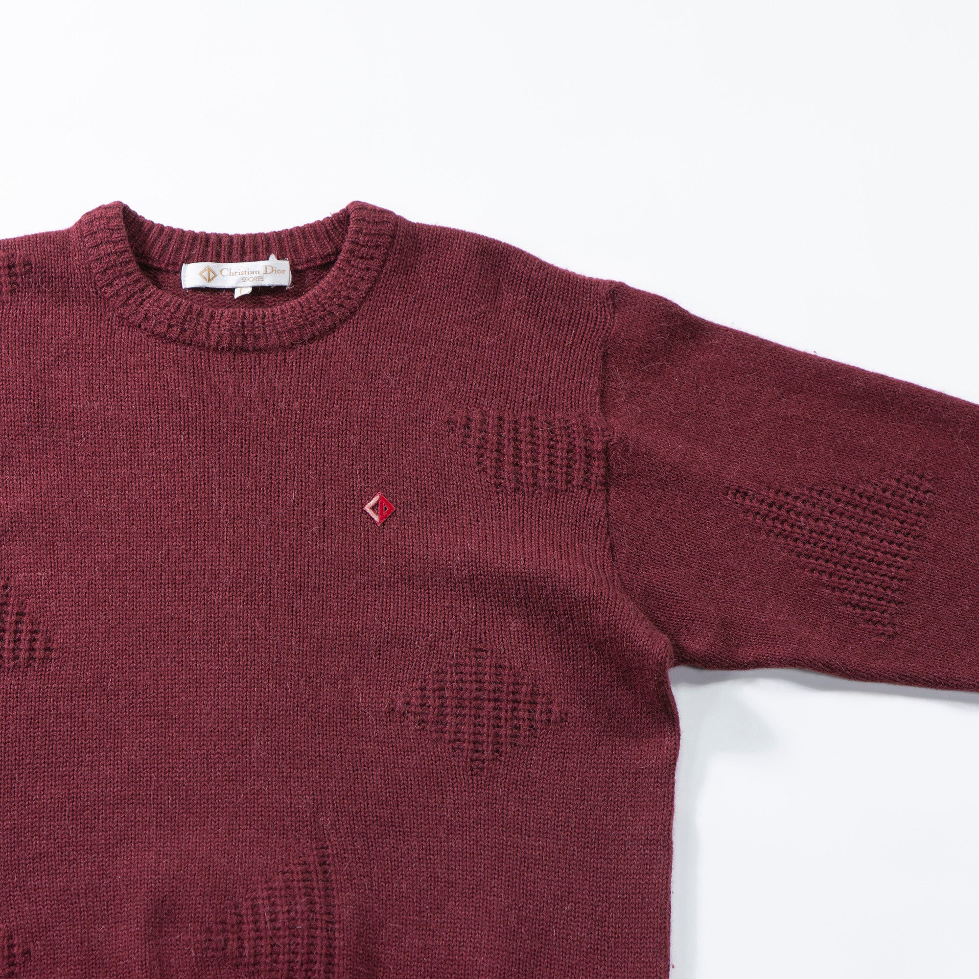 クリスチャンディオール Christian Dior Sport デザインニット ボルドー バーガンディ エンジ ウール100% セーター トップス