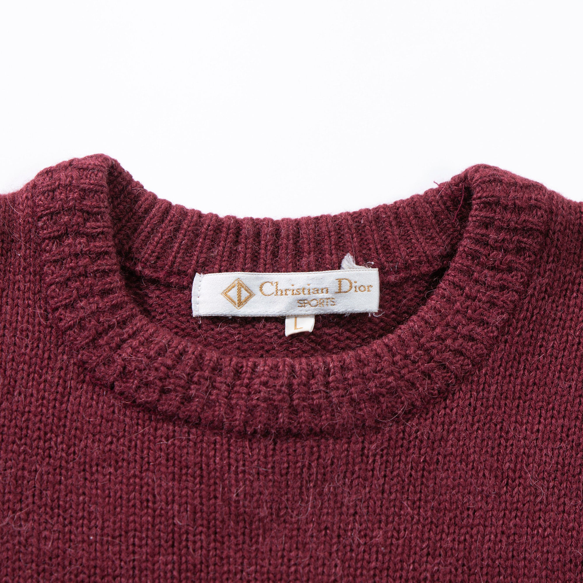 クリスチャンディオール Christian Dior Sport デザインニット ボルドー バーガンディ エンジ ウール100% セーター トップス