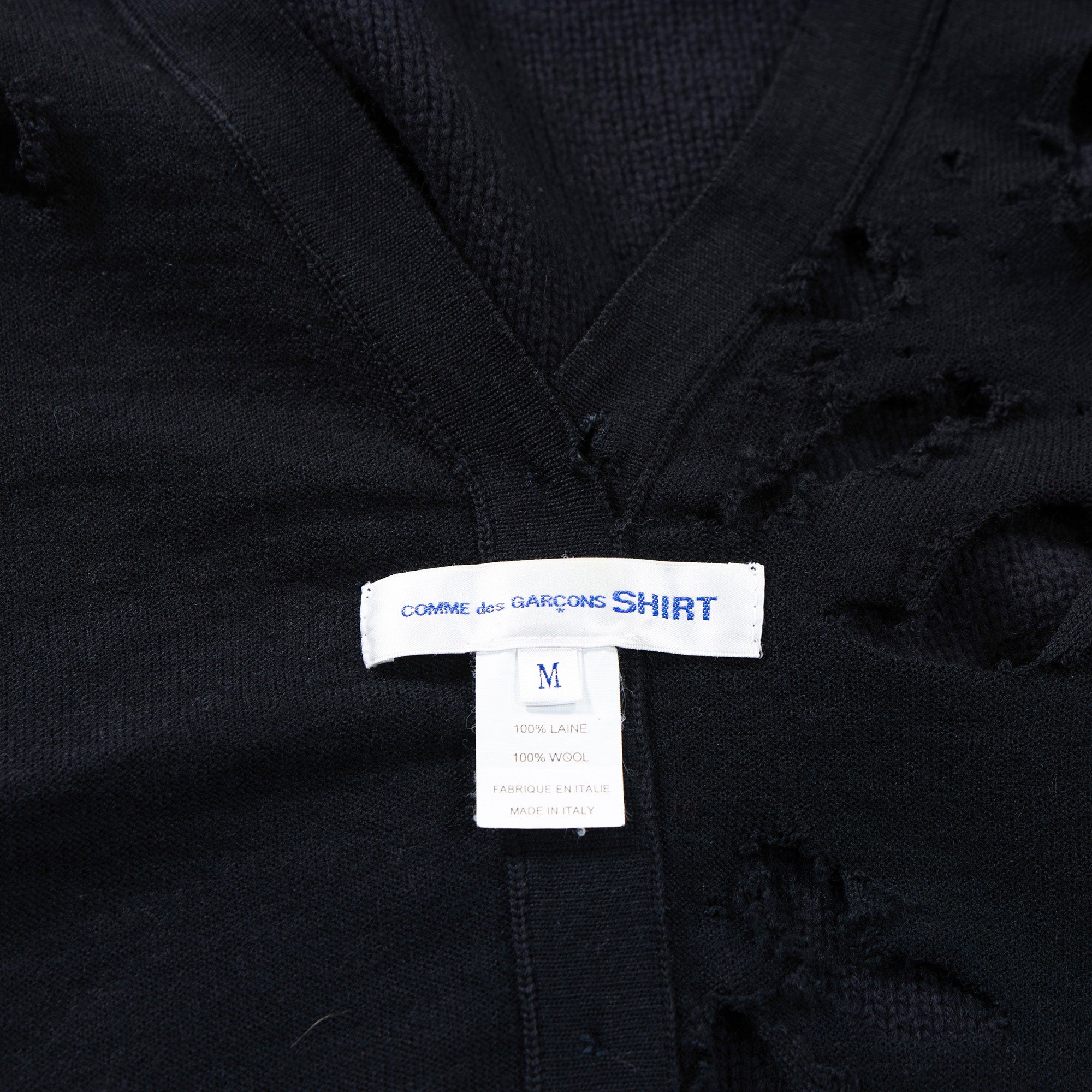 希少 コムデギャルソン COMME des GARCONS SHIRT ドッキング プルオーバーニット ウール100% イタリア製 カーディガン トップス ダメージ