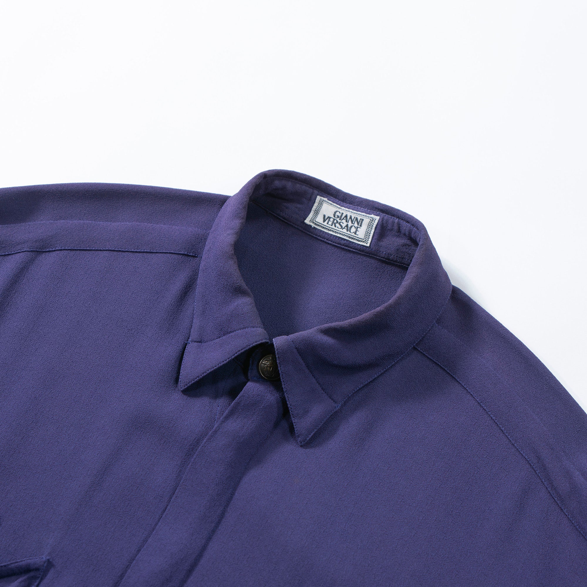 Versace GIANNI VERSACE Gianni Versace snap-down collar shirt purple viscose dress shirt made in Italy 80s 90s