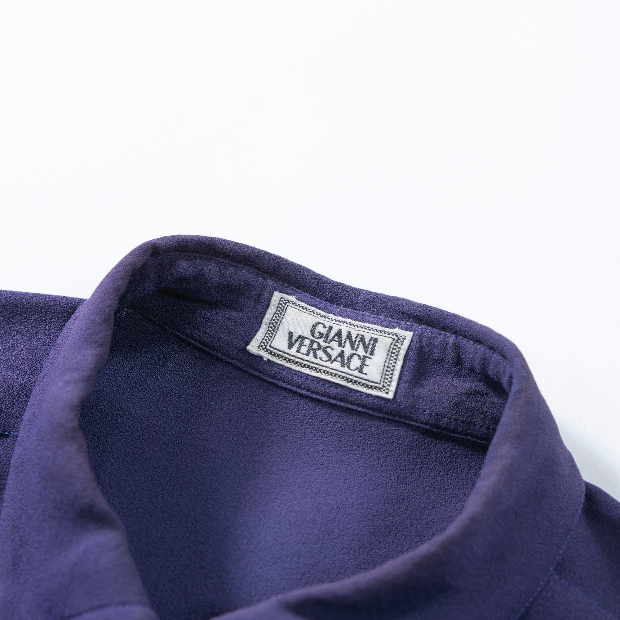 Versace GIANNI VERSACE Gianni Versace snap-down collar shirt purple viscose dress shirt made in Italy 80s 90s
