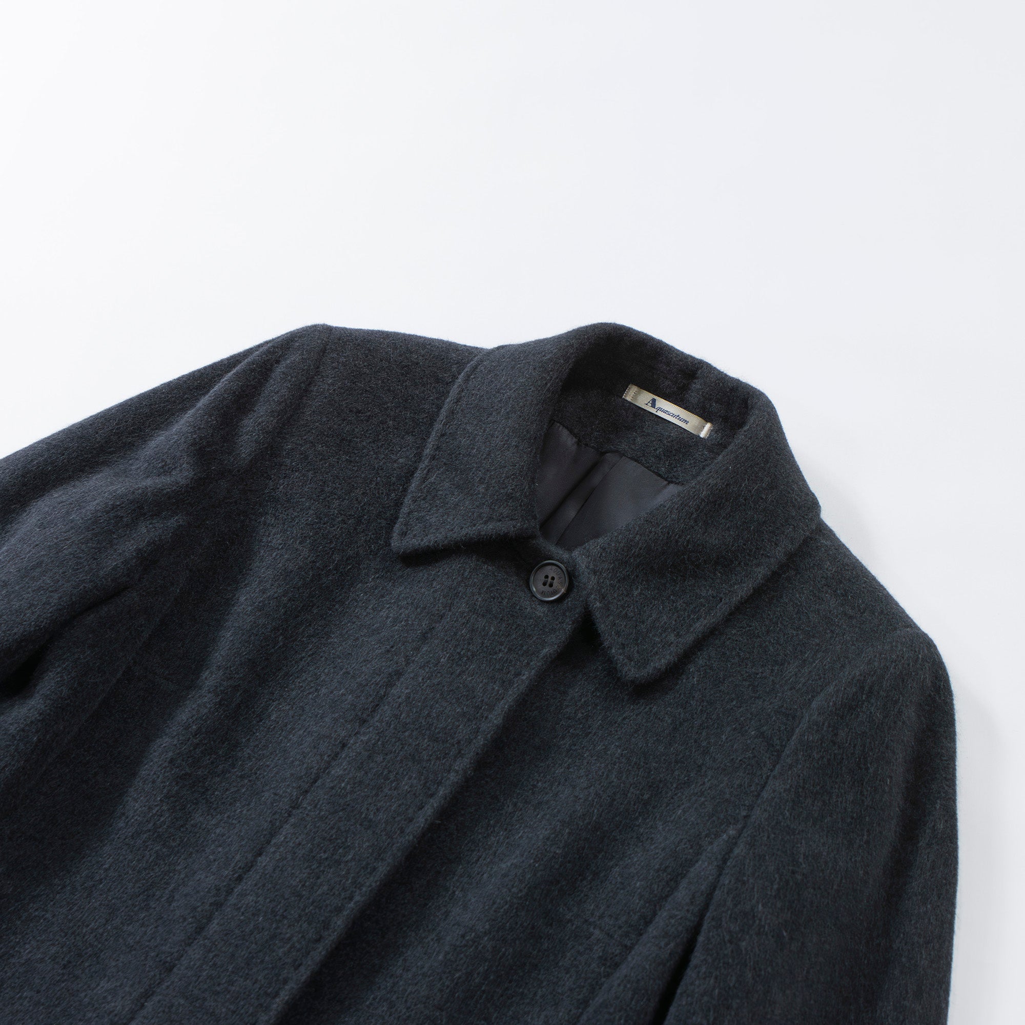 アクアスキュータム Aquascutum メルトンコート アンゴラ100% ダークグレー ロングコート 比翼仕立て プリンセスコート アウター