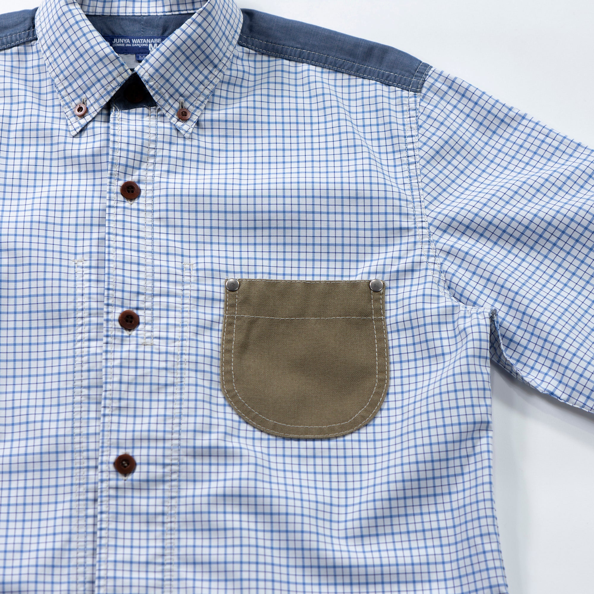 コムデギャルソン COMME des GARCONS JUNYA WATANABE MAN ジュンヤワタナベマン ボタンダウンシャツ BDシャツ チェック エルボーパッチ