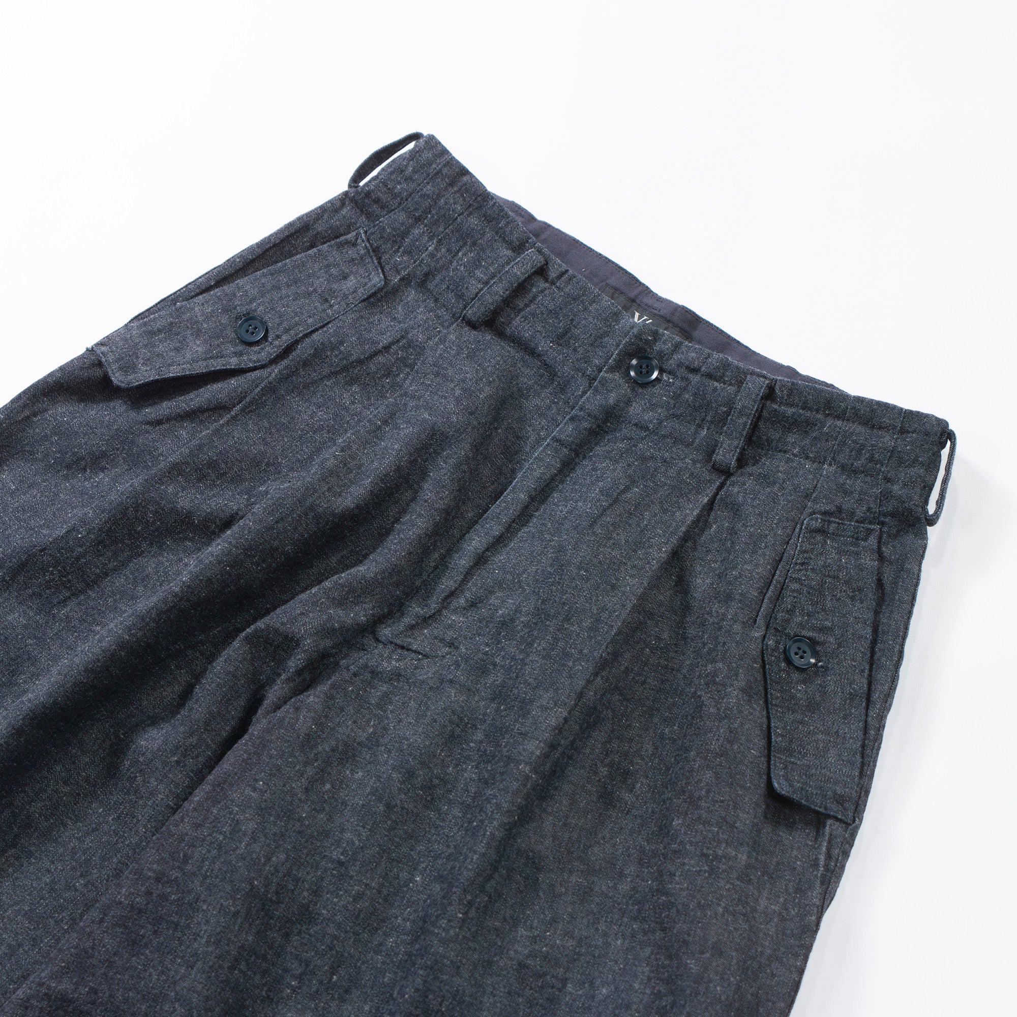 Yohji Yamamoto Y's Wide Denim Pants Cotton Linen yohjiyamamoto Two-pleat Wide Pants Bottoms Two-tone Bleached