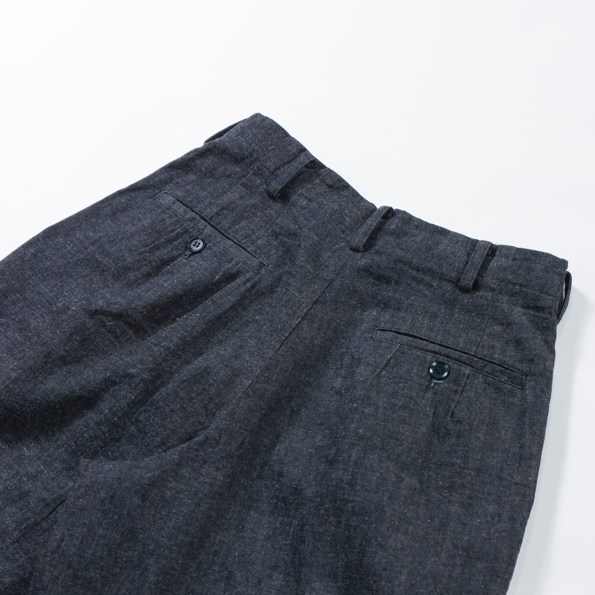 Yohji Yamamoto Y's Wide Denim Pants Cotton Linen yohjiyamamoto Two-pleat Wide Pants Bottoms Two-tone Bleached
