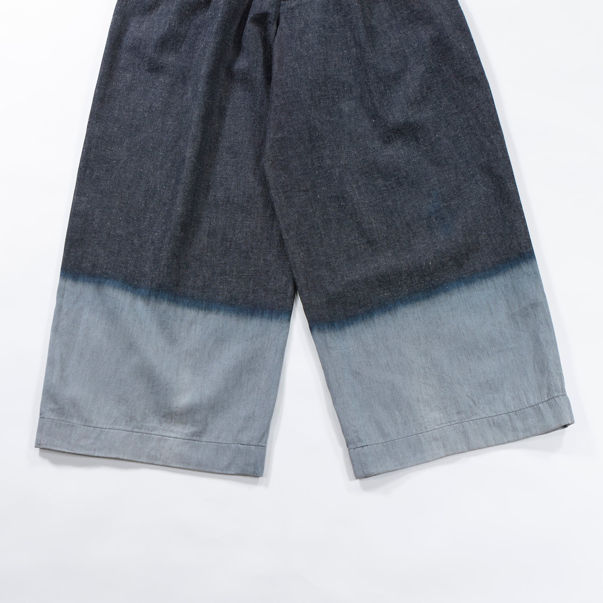 Yohji Yamamoto Y's Wide Denim Pants Cotton Linen yohjiyamamoto Two-pleat Wide Pants Bottoms Two-tone Bleached