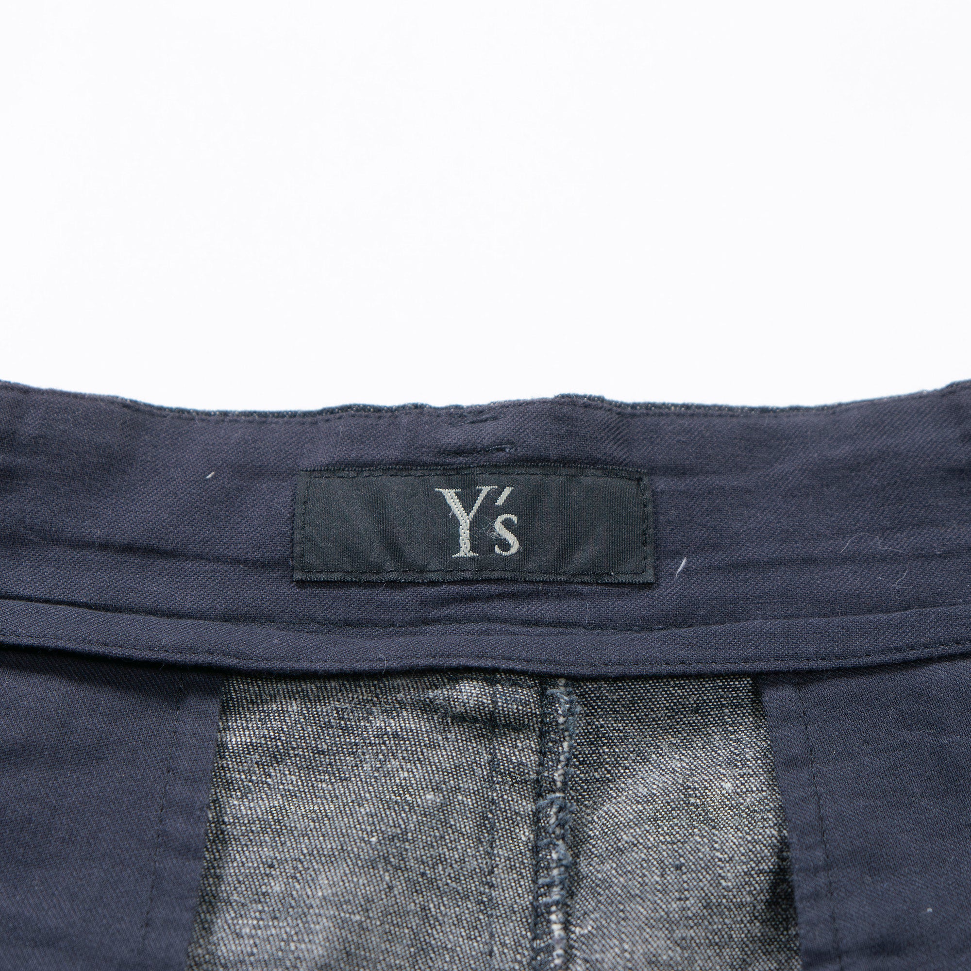 Yohji Yamamoto Y's Wide Denim Pants Cotton Linen yohjiyamamoto Two-pleat Wide Pants Bottoms Two-tone Bleached