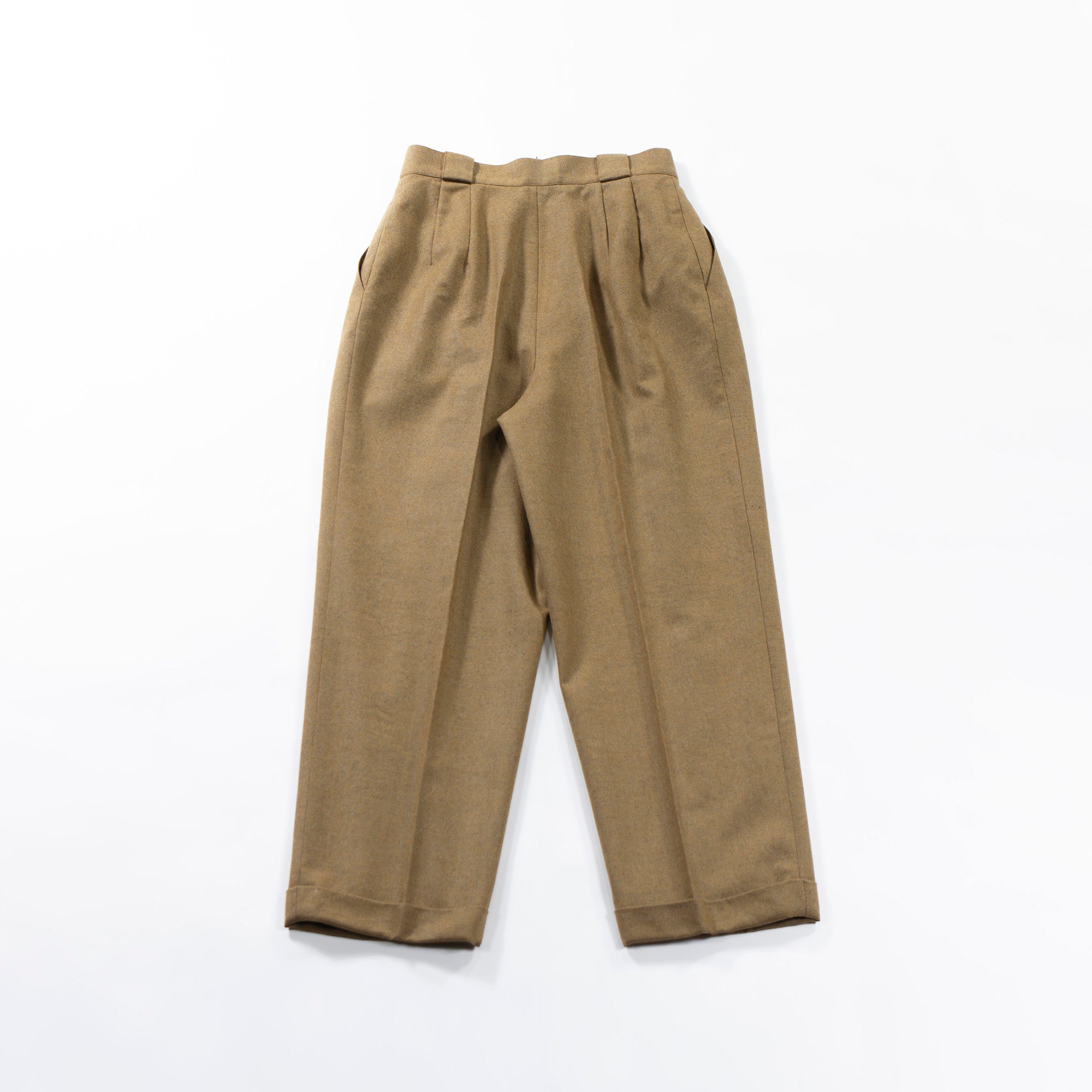 Christian Dior Wool Slacks, Mustard Color, Center Press, 2-Pleated, Women's Pants, Bottoms