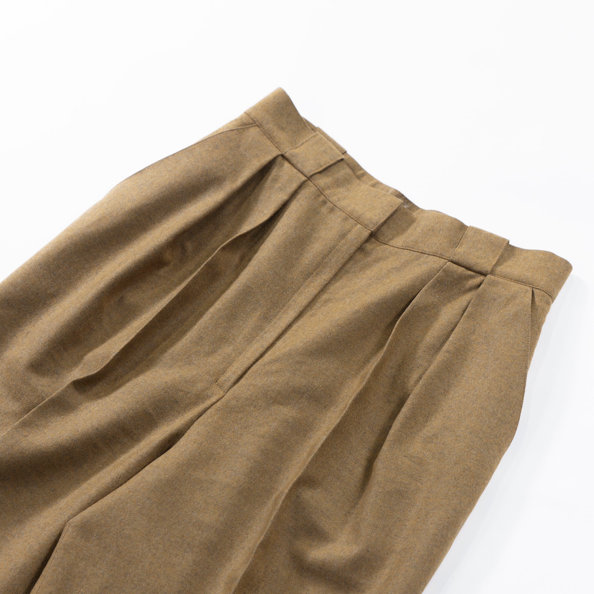 Christian Dior Wool Slacks, Mustard Color, Center Press, 2-Pleated, Women's Pants, Bottoms