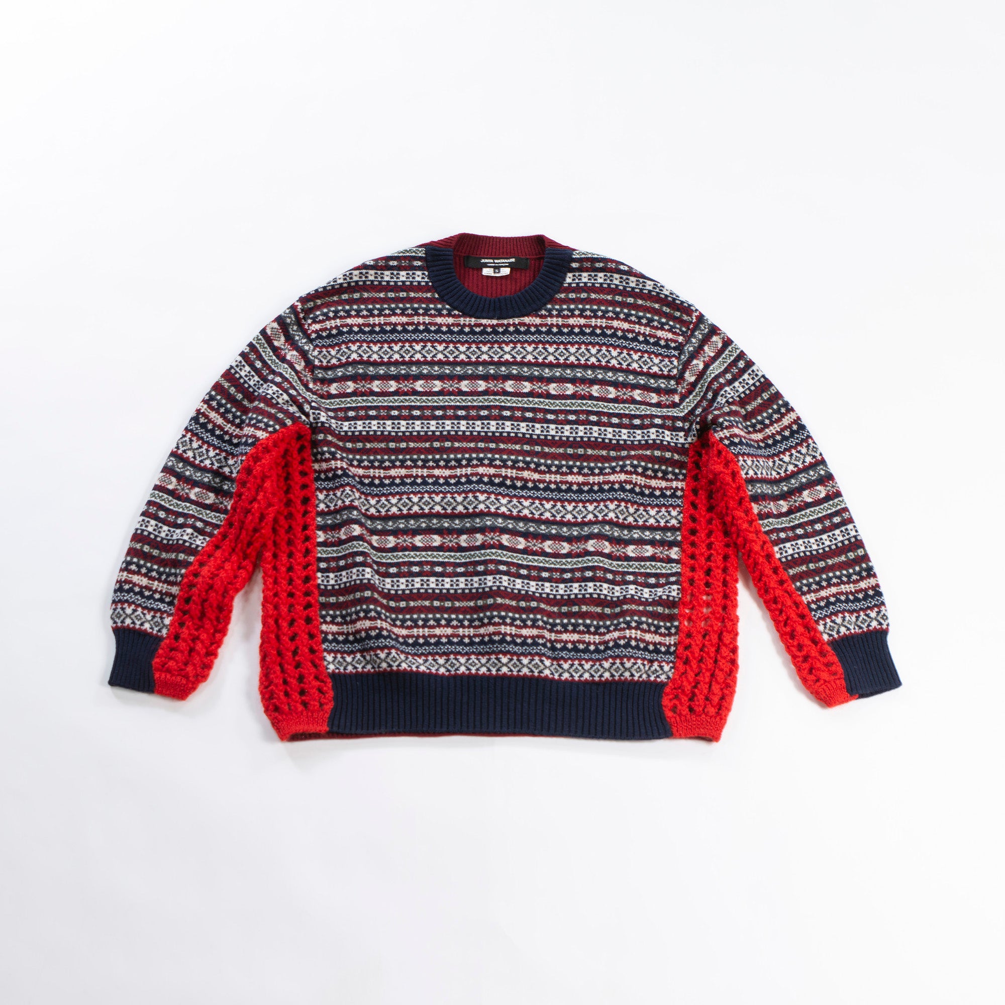 【古着】コムデギャルソン JUNYA WATANABE COMME des GARCONS AD2021 クルーネックニット ジュンヤワタナベ ノルディック柄 ドッキング 再構築 ユニセックス メンズファッション レディースファッション トップス ニット セーター【中古】【USED】