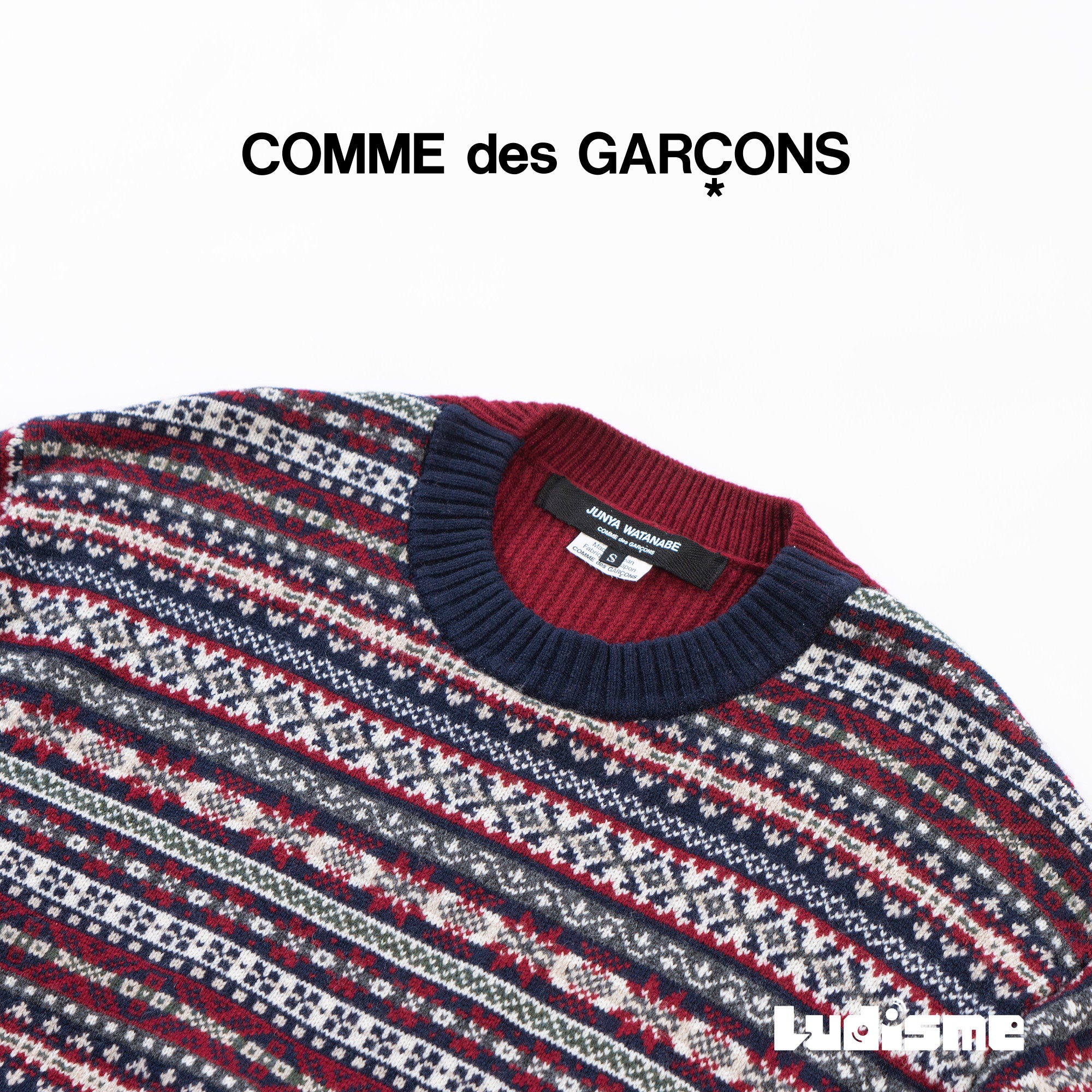 【古着】コムデギャルソン JUNYA WATANABE COMME des GARCONS AD2021 クルーネックニット ジュンヤワタナベ ノルディック柄 ドッキング 再構築 ユニセックス メンズファッション レディースファッション トップス ニット セーター【中古】【USED】