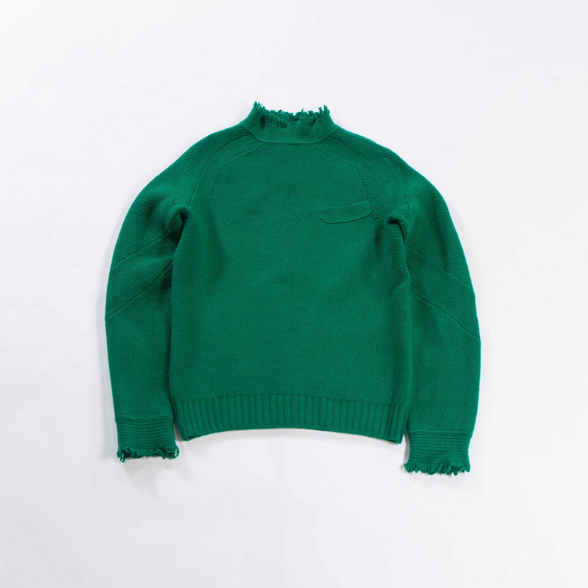 【古着】サカイ sacai フリンジ ニットセーター グリーン ウール100% トップス 阿部千登勢 トップス ハイネック モックネック ラグランスリーブ レディース【中古】【USED】