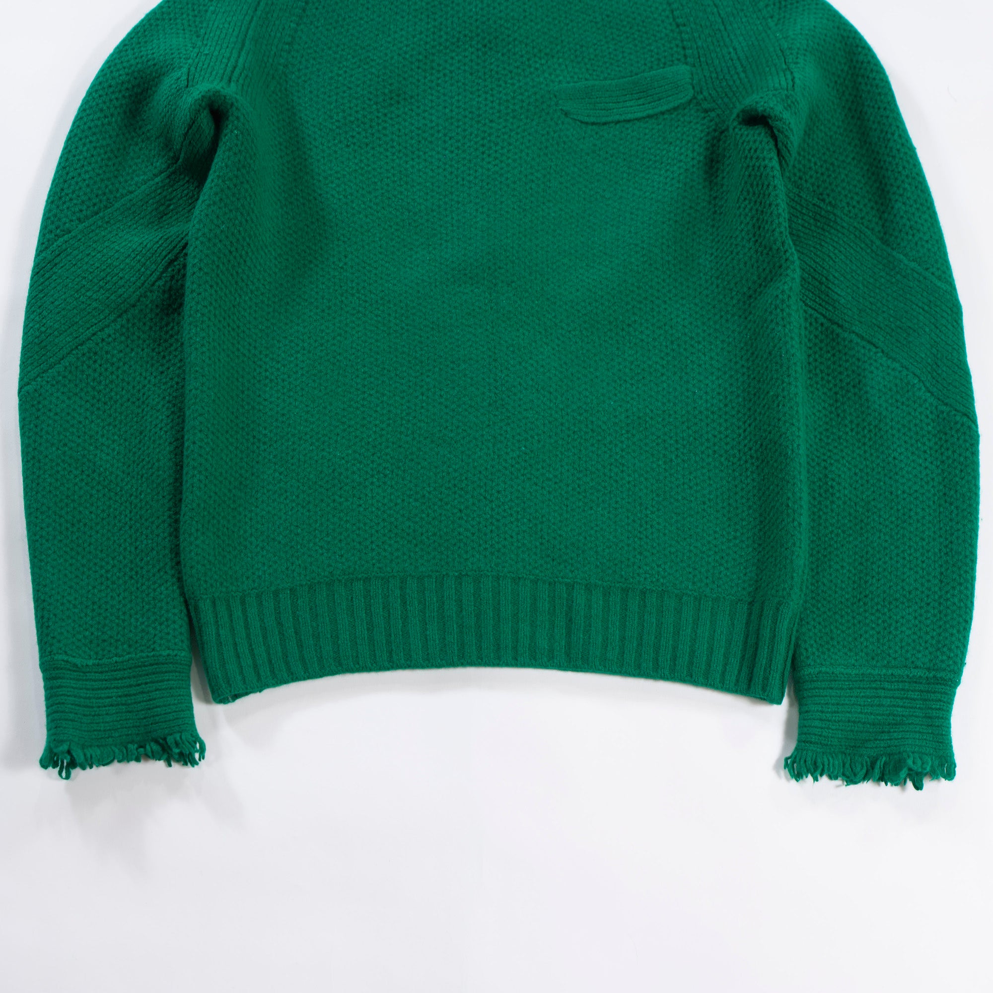 【古着】サカイ sacai フリンジ ニットセーター グリーン ウール100% トップス 阿部千登勢 トップス ハイネック モックネック ラグランスリーブ レディース【中古】【USED】