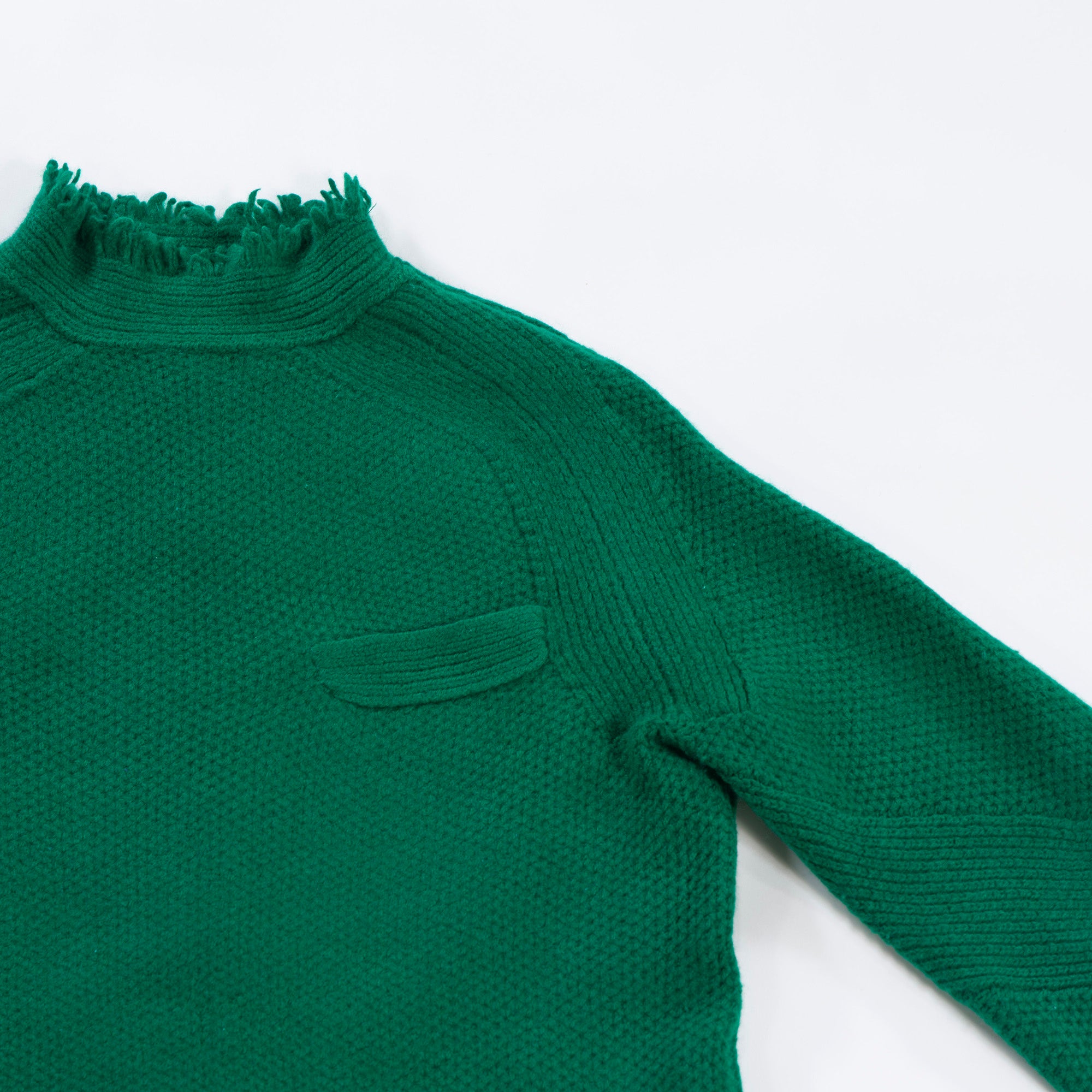 【古着】サカイ sacai フリンジ ニットセーター グリーン ウール100% トップス 阿部千登勢 トップス ハイネック モックネック ラグランスリーブ レディース【中古】【USED】