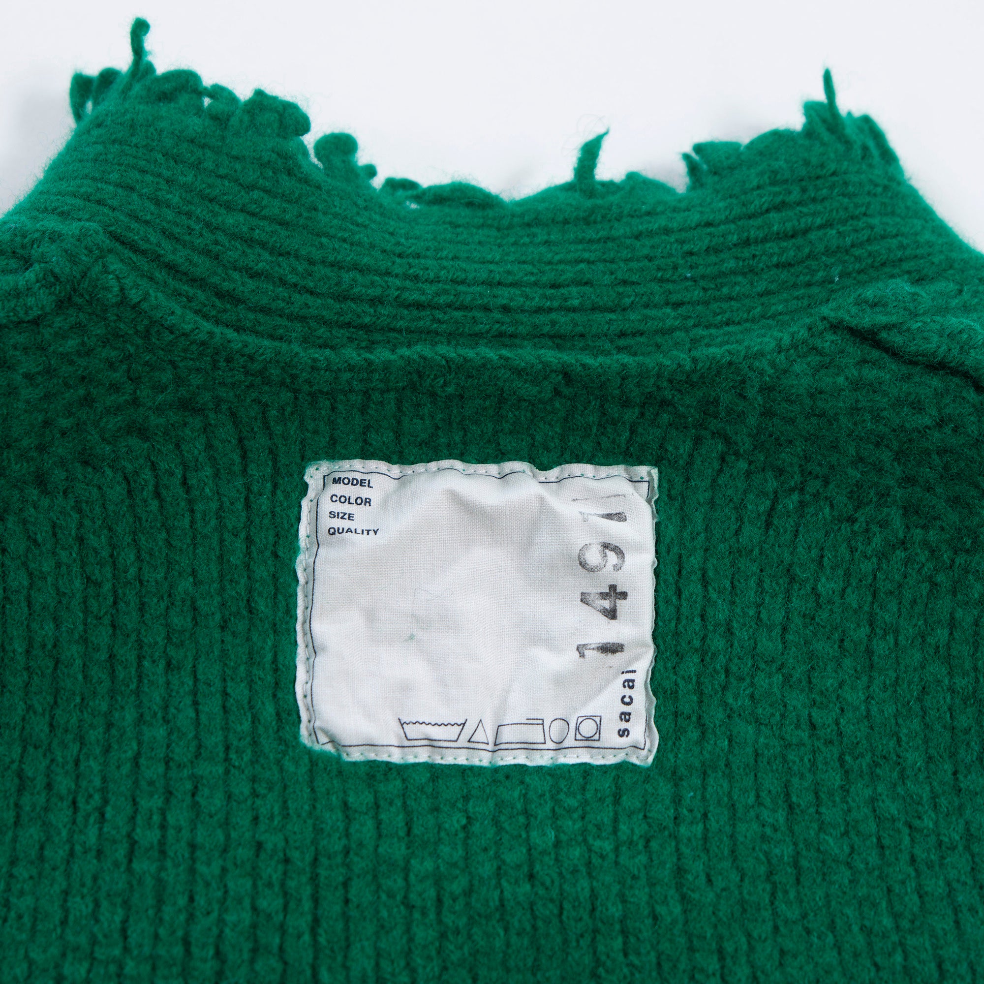【古着】サカイ sacai フリンジ ニットセーター グリーン ウール100% トップス 阿部千登勢 トップス ハイネック モックネック ラグランスリーブ レディース【中古】【USED】
