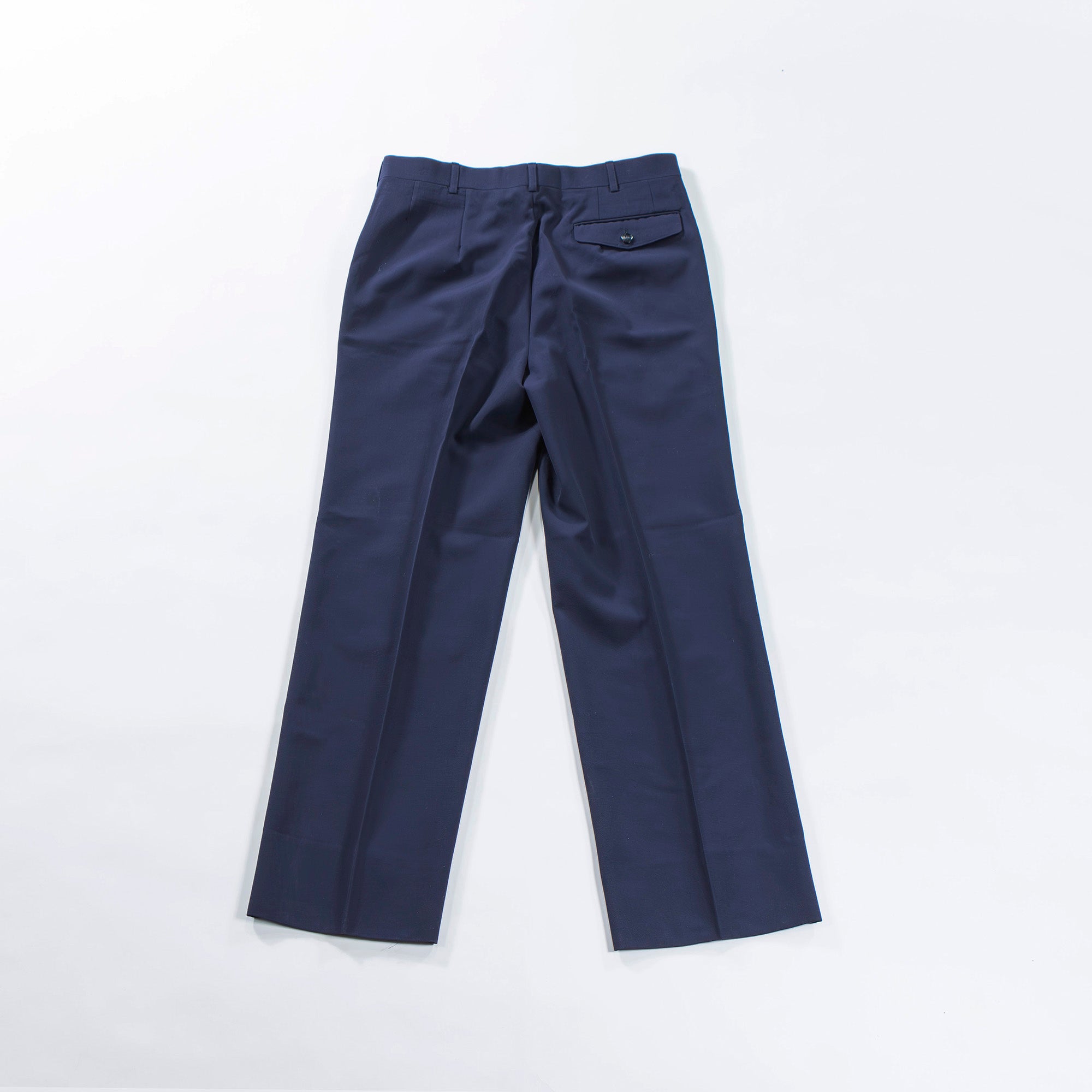 Pre-owned Yves Saint Laurent pour homme wool trousers, straight cut, navy, center crease, unisex, men's fashion.