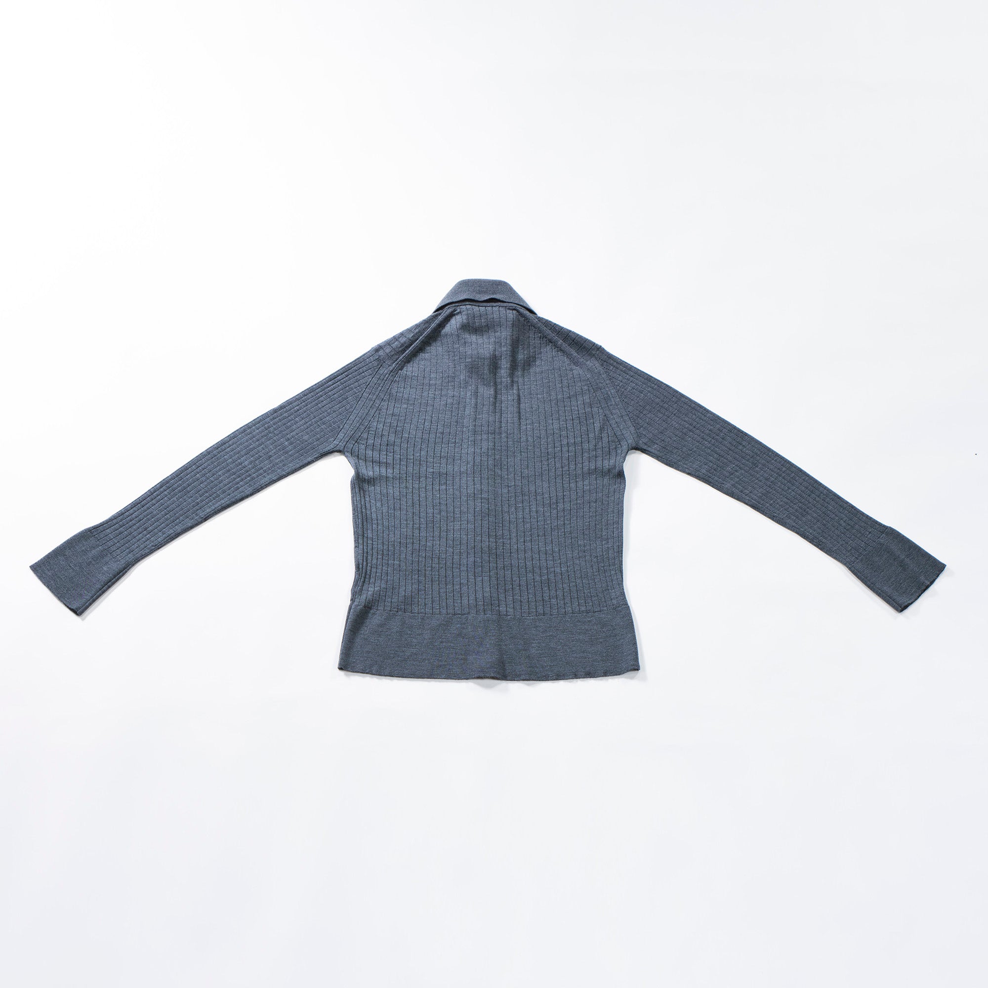 ジョンスメドレー JOHN SMEDLEY リブニット シャツカーディガン チャコールグレー メリノウール ハイゲージ トップス ポロシャツ