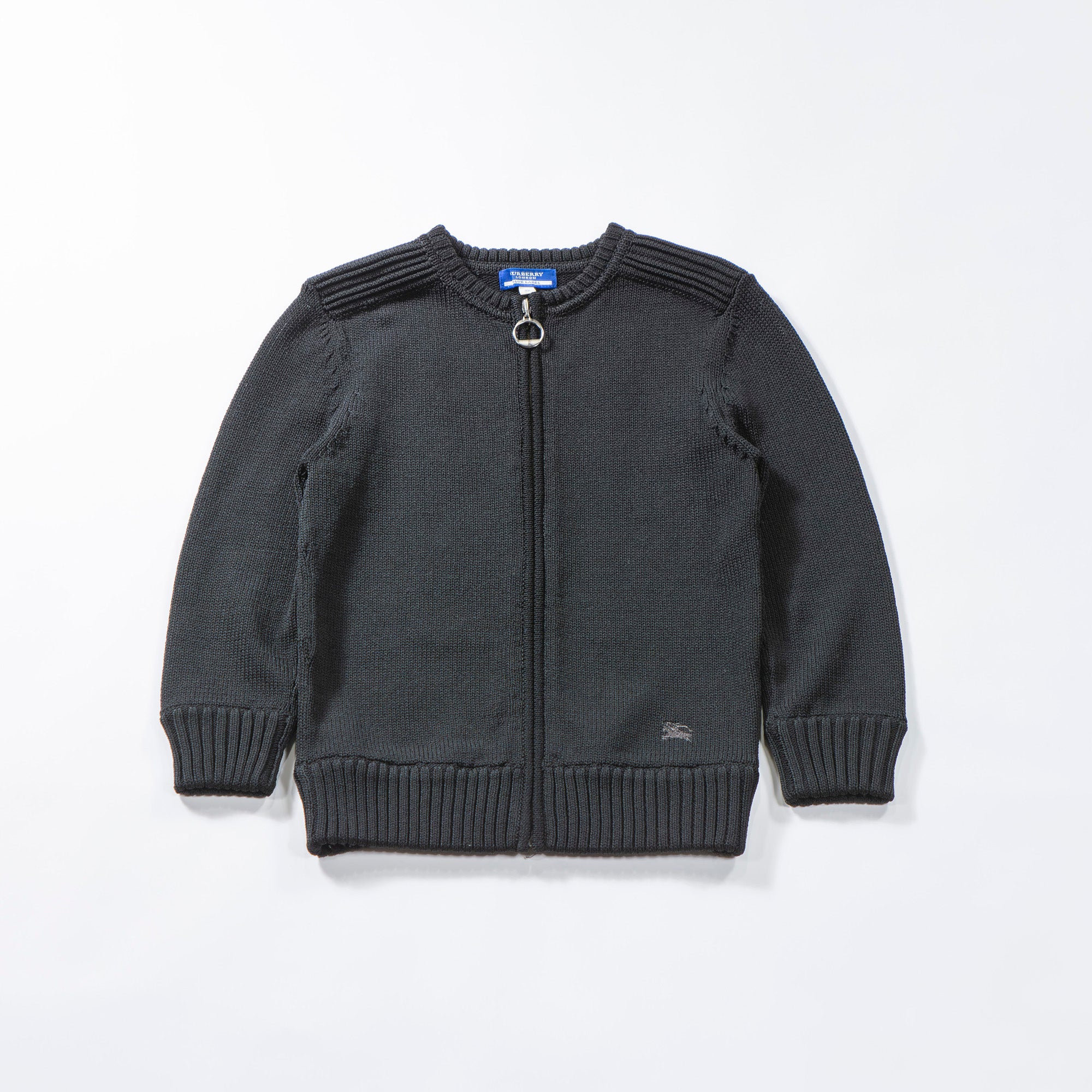 【古着】バーバリー BURBERRY BLUE LABEL ジップアップ ニットセーター ブラック ポリエステル 七分丈 ジャケット バーバリーブルーレーベル レディースファッション レディーストップス【中古】【USED】