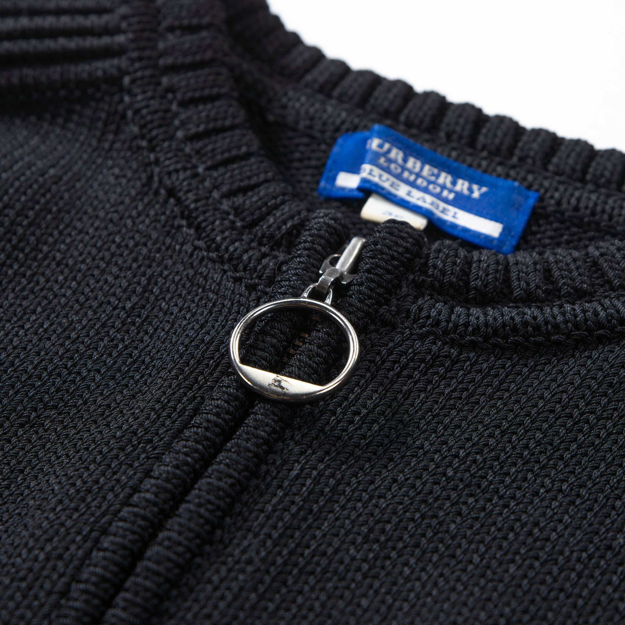 【古着】バーバリー BURBERRY BLUE LABEL ジップアップ ニットセーター ブラック ポリエステル 七分丈 ジャケット バーバリーブルーレーベル レディースファッション レディーストップス【中古】【USED】