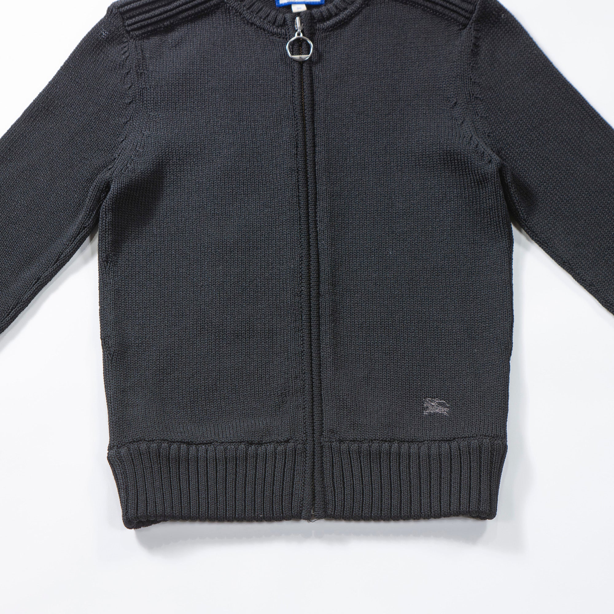 【古着】バーバリー BURBERRY BLUE LABEL ジップアップ ニットセーター ブラック ポリエステル 七分丈 ジャケット バーバリーブルーレーベル レディースファッション レディーストップス【中古】【USED】