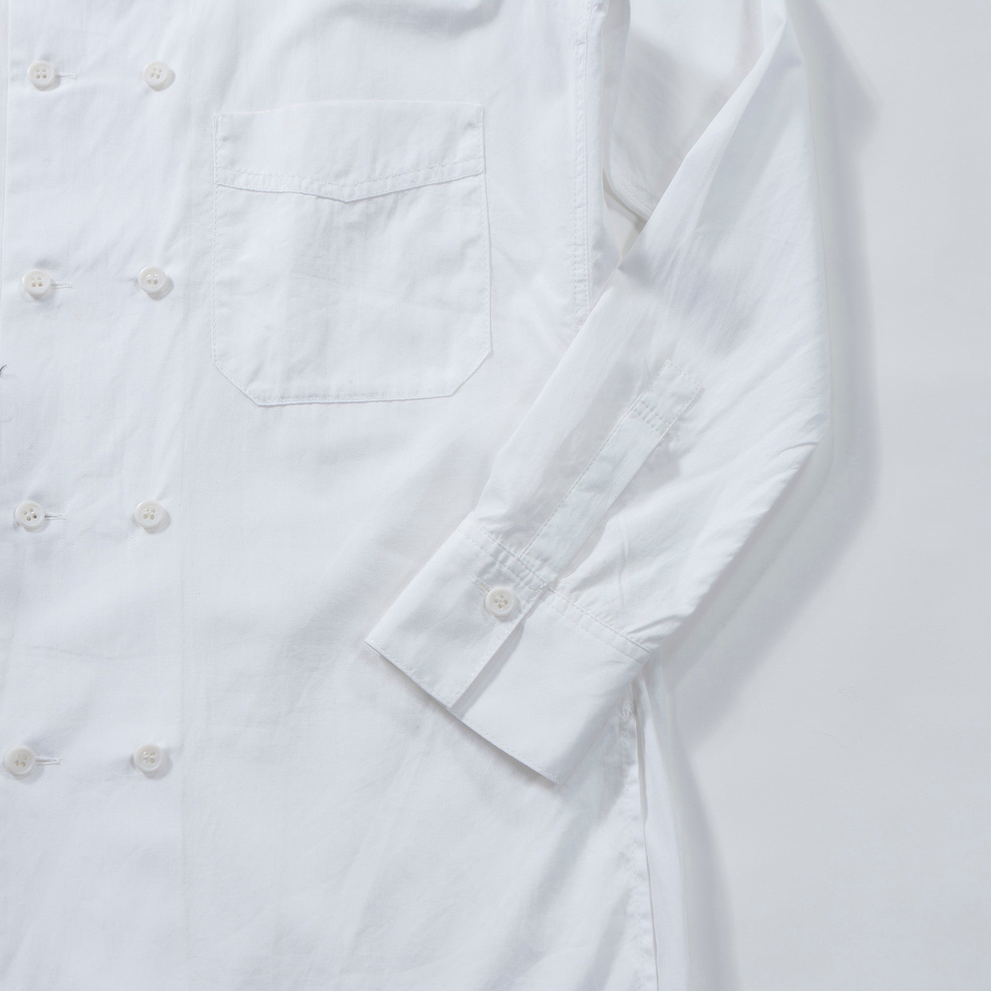 ヨウジヤマモト ワイズ Y's 1972 LOGO PATCH BROAD FRONT DOUBLE SHIRT コットンブロードシャツ ダブルブレスト 白シャツ