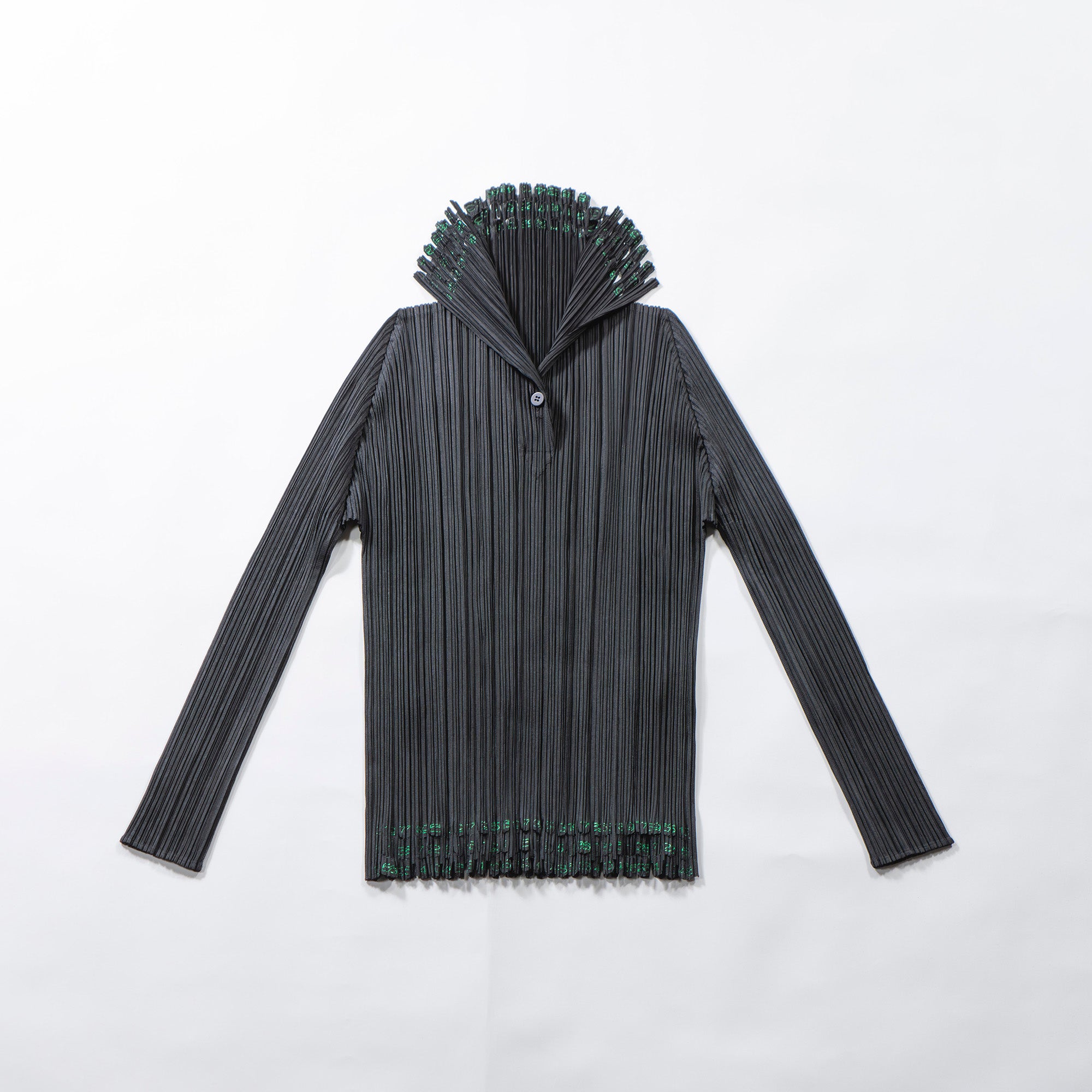 【古着】プリーツプリーズ イッセイミヤケ PLEATS PLEASE ISSEY MIYAKE プルオーバーシャツ ビンゴカードカット ブラック スキッパーシャツ レディースファッション レディーストップス レディースシャツ【中古】【古着】【USED】