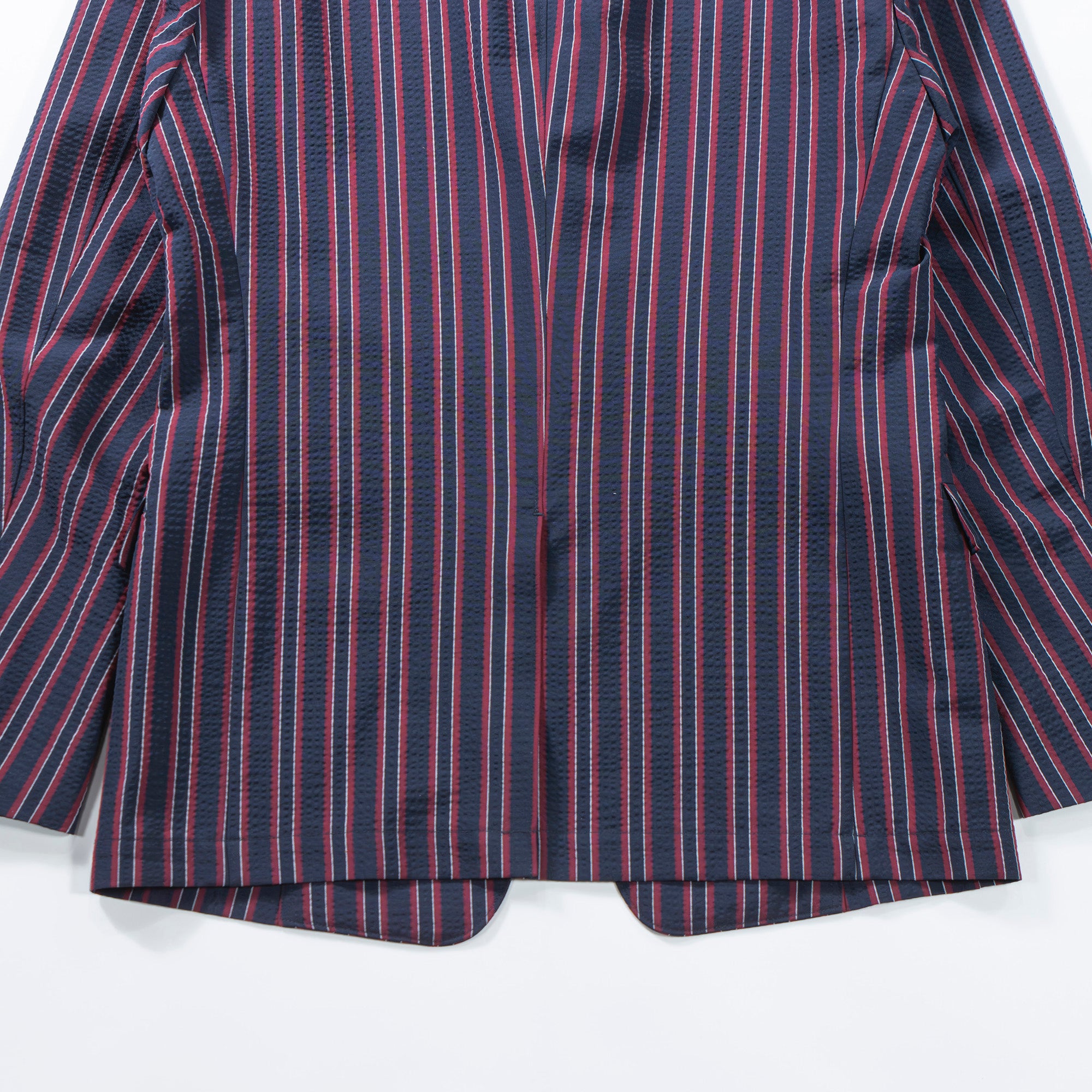 Theory Multi-stripe suit set, seersucker fabric, easy pants, tailored jacket, casual