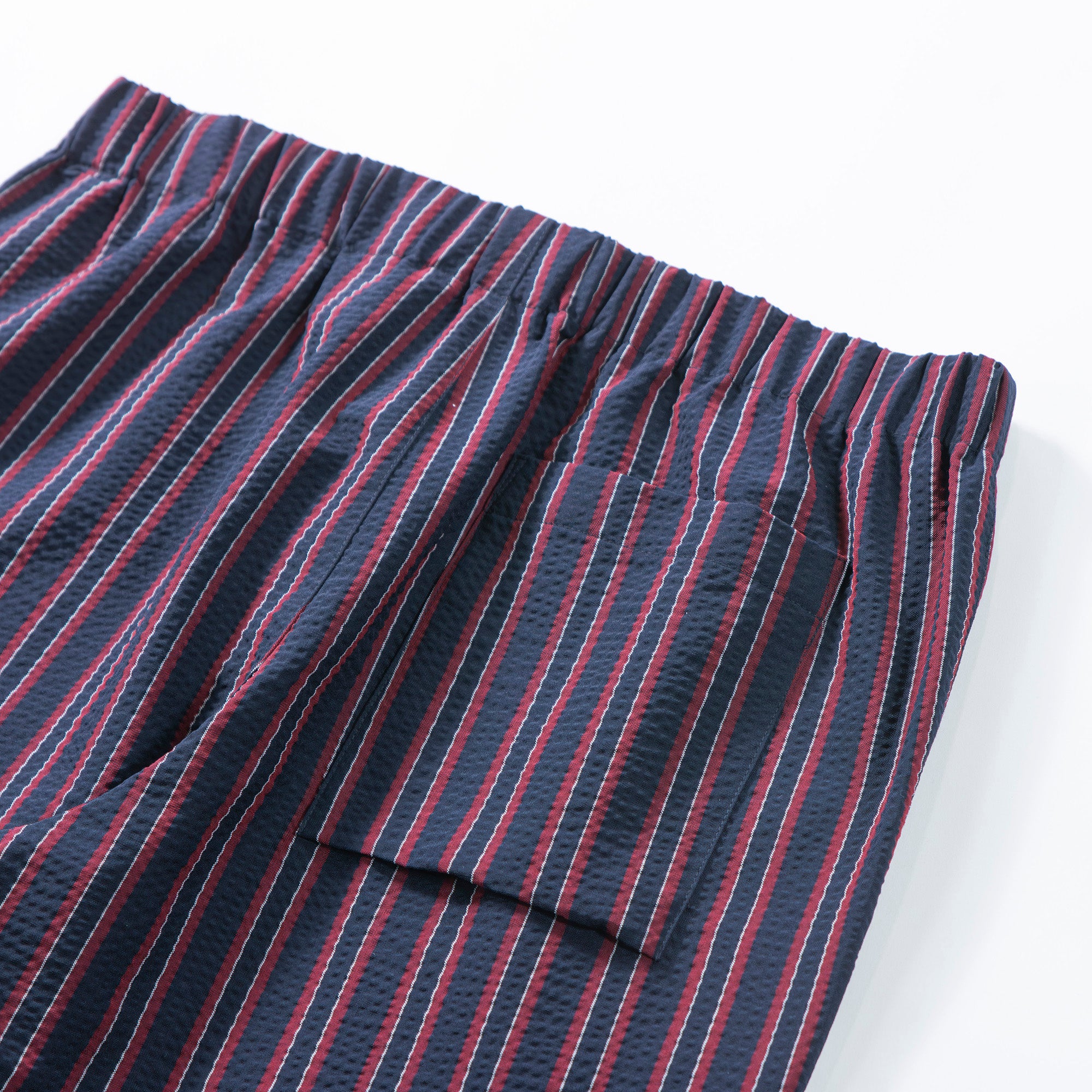 Theory Multi-stripe suit set, seersucker fabric, easy pants, tailored jacket, casual