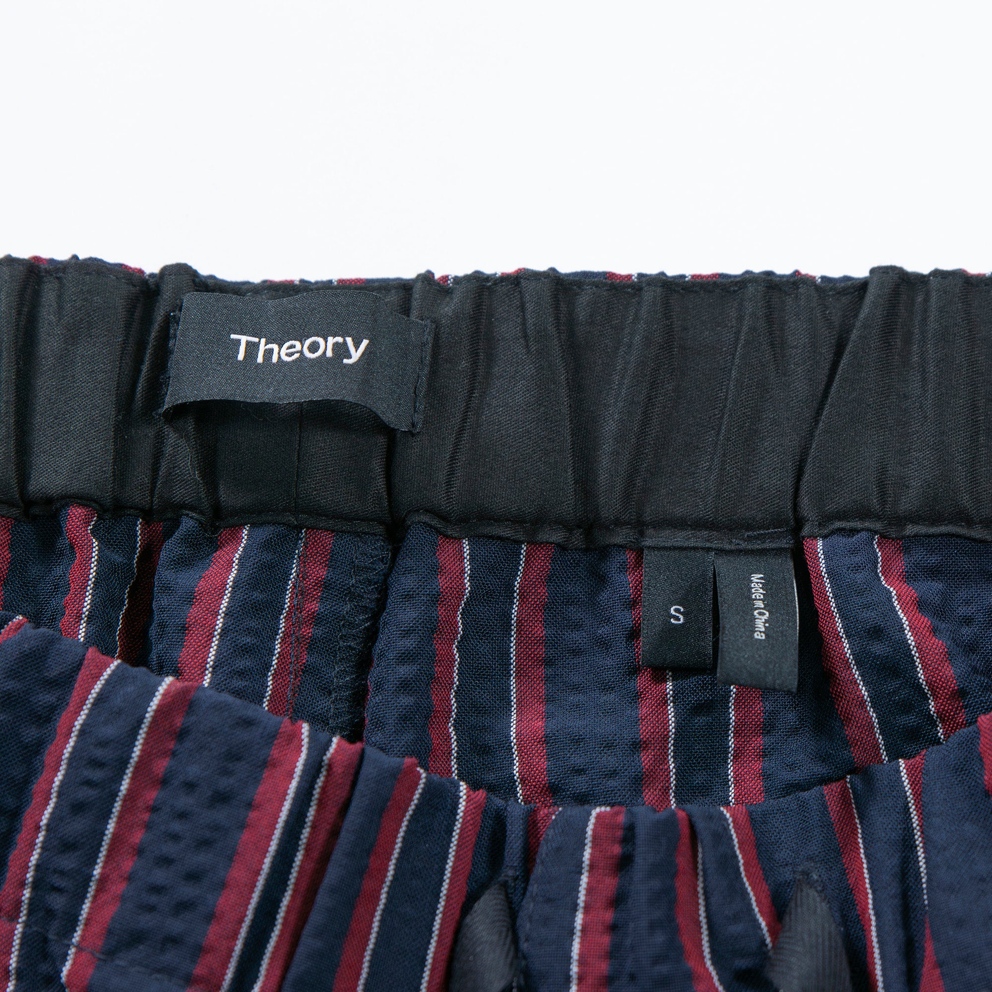 Theory Multi-stripe suit set, seersucker fabric, easy pants, tailored jacket, casual