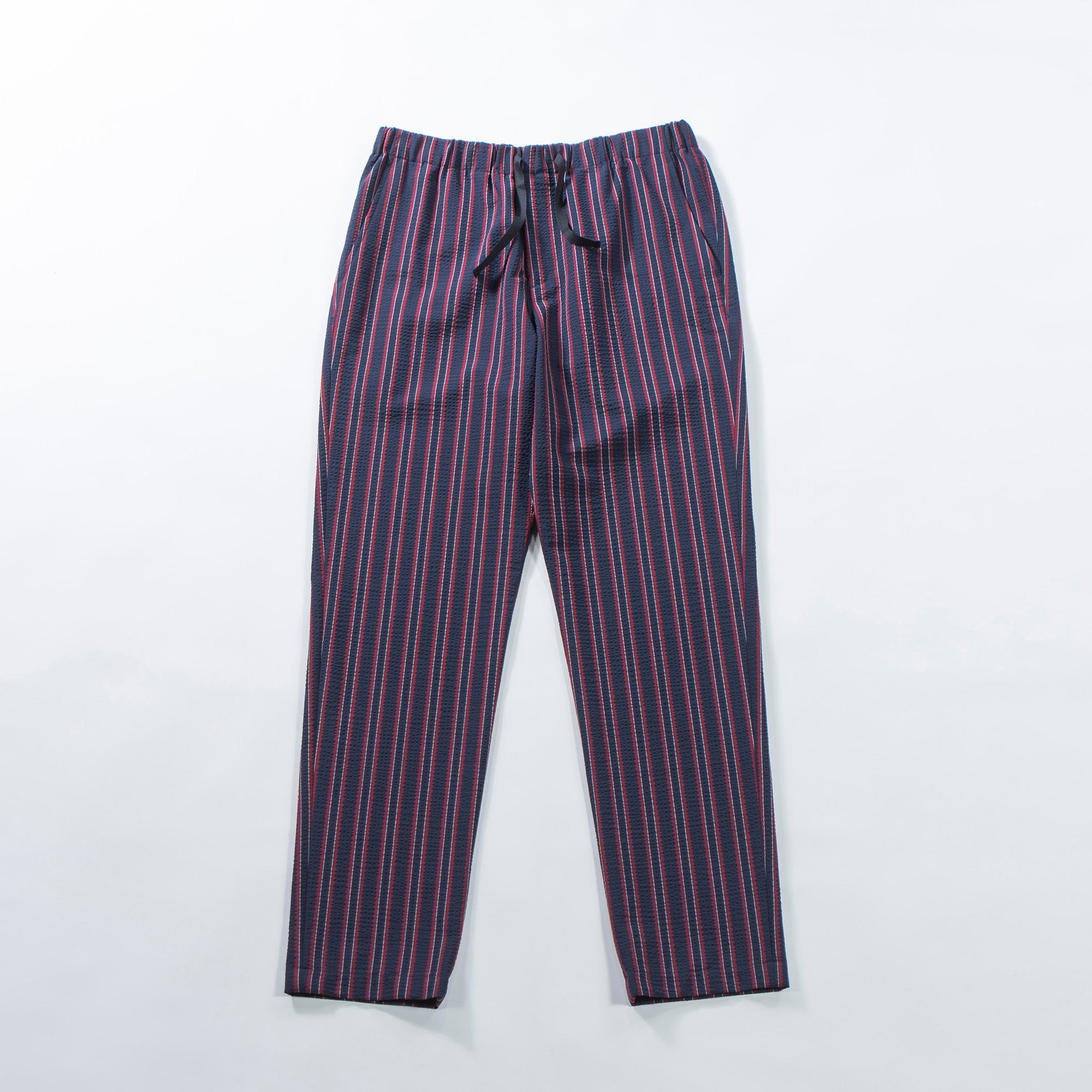 Theory Multi-stripe suit set, seersucker fabric, easy pants, tailored jacket, casual