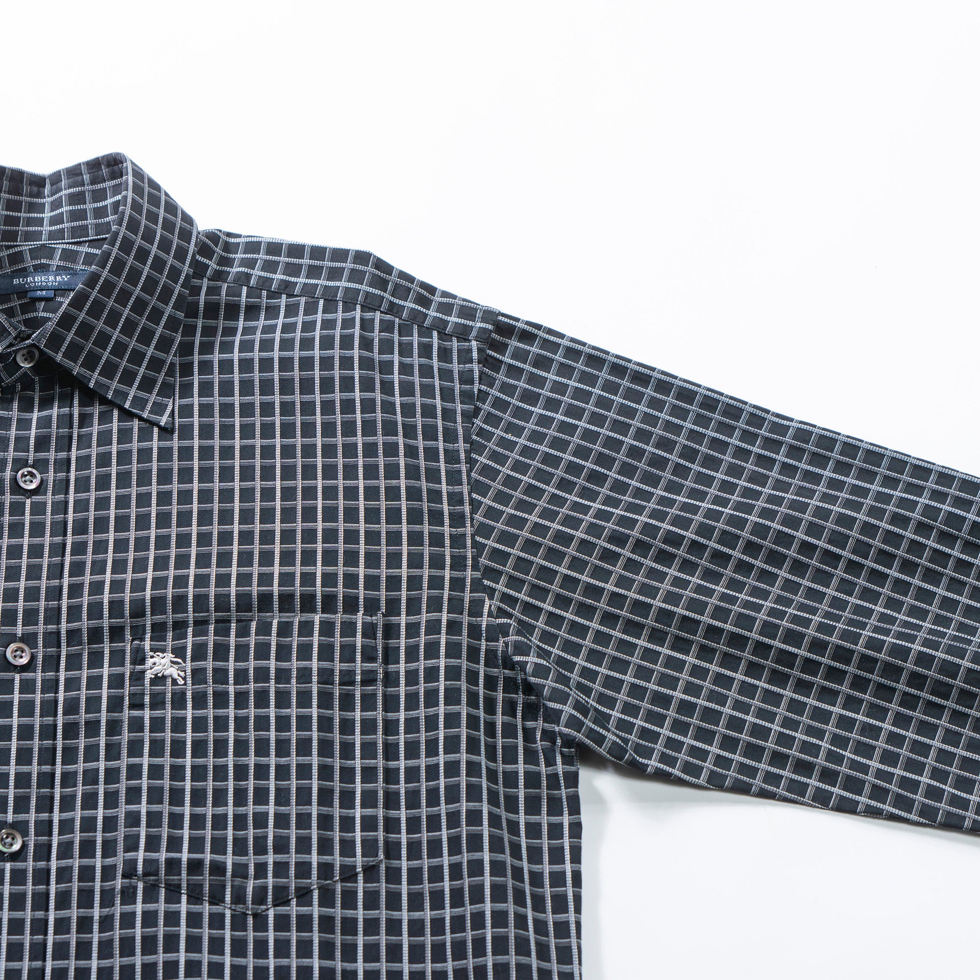 バーバリー BURBERRY London グラフチェックシャツ ブラック×シルバー レギュラーカラーシャツ トップス ロングスリーブ
